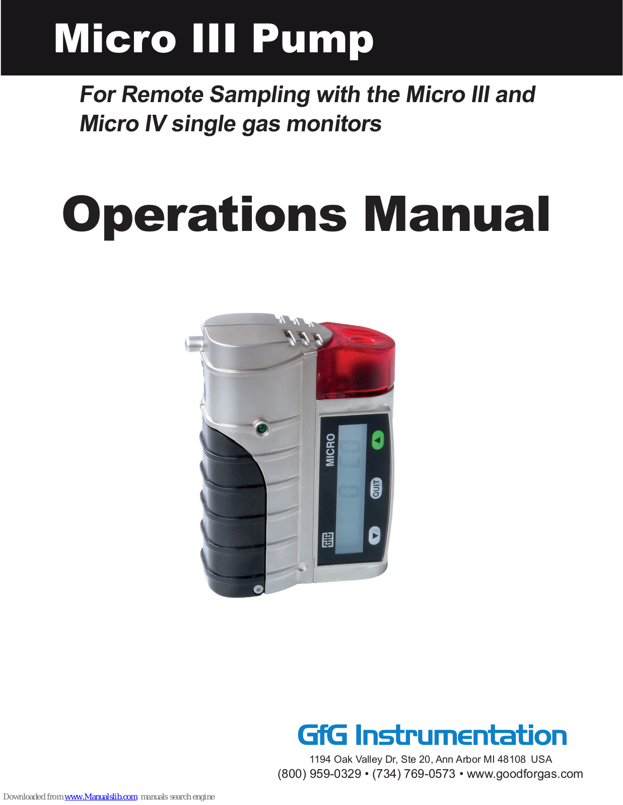 GfG Instrumentation Micro III Operation Manual - ManualMachine.com