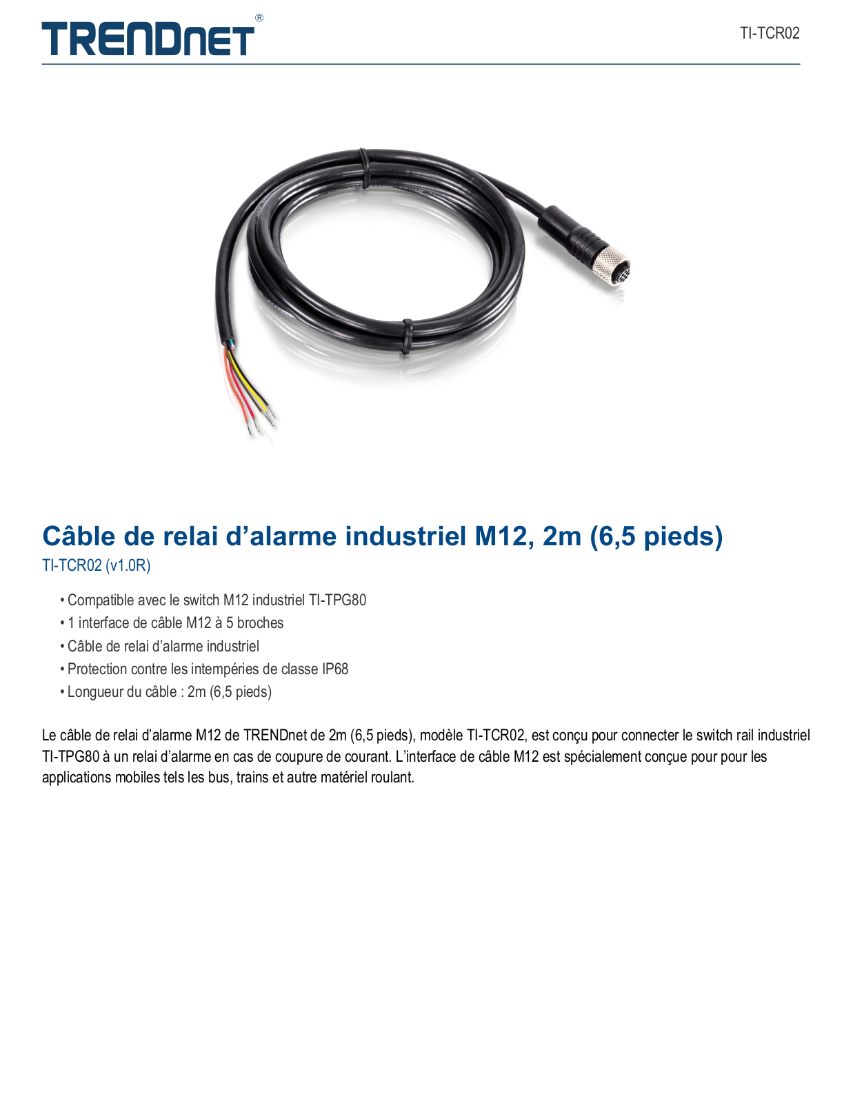 Trendnet TI-TCR02 Datasheet