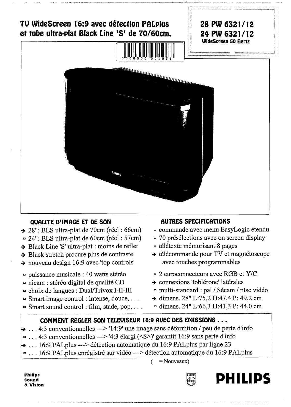 PHILIPS 28PW6321 User Manual