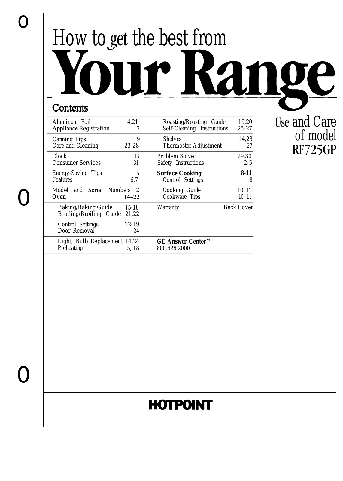 Hotpoint RF725GP User Manual