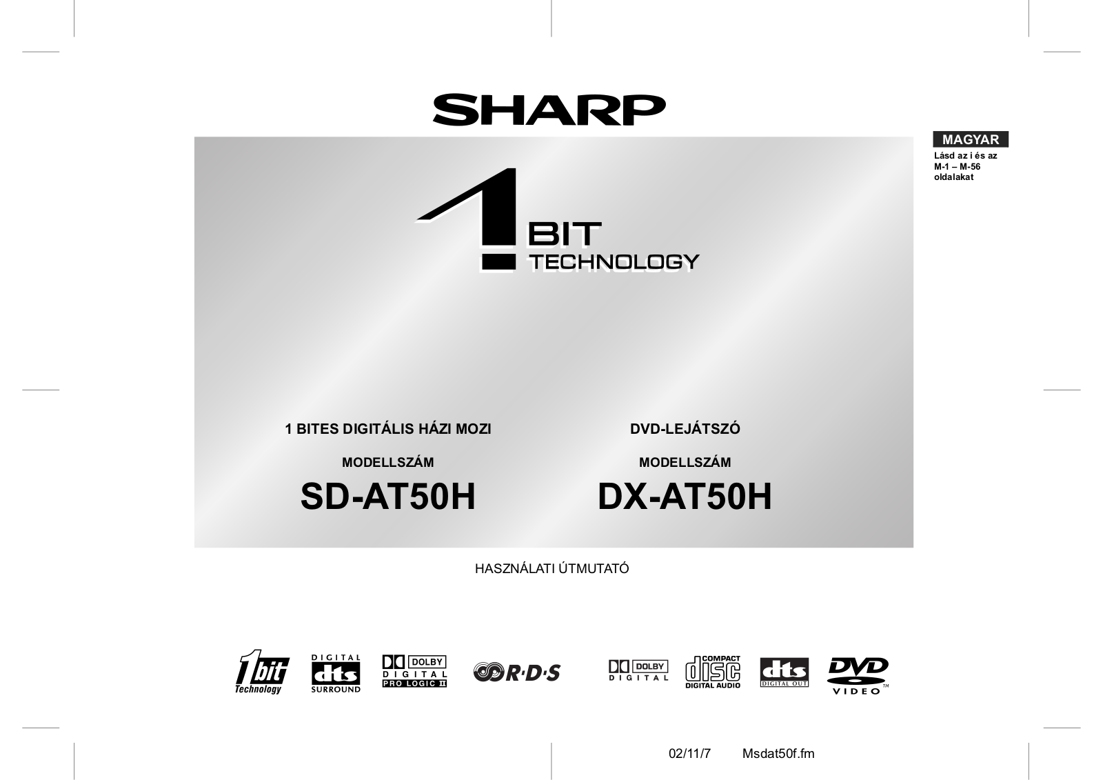 Sharp SD-AT50H, DX-AT50H User Manual