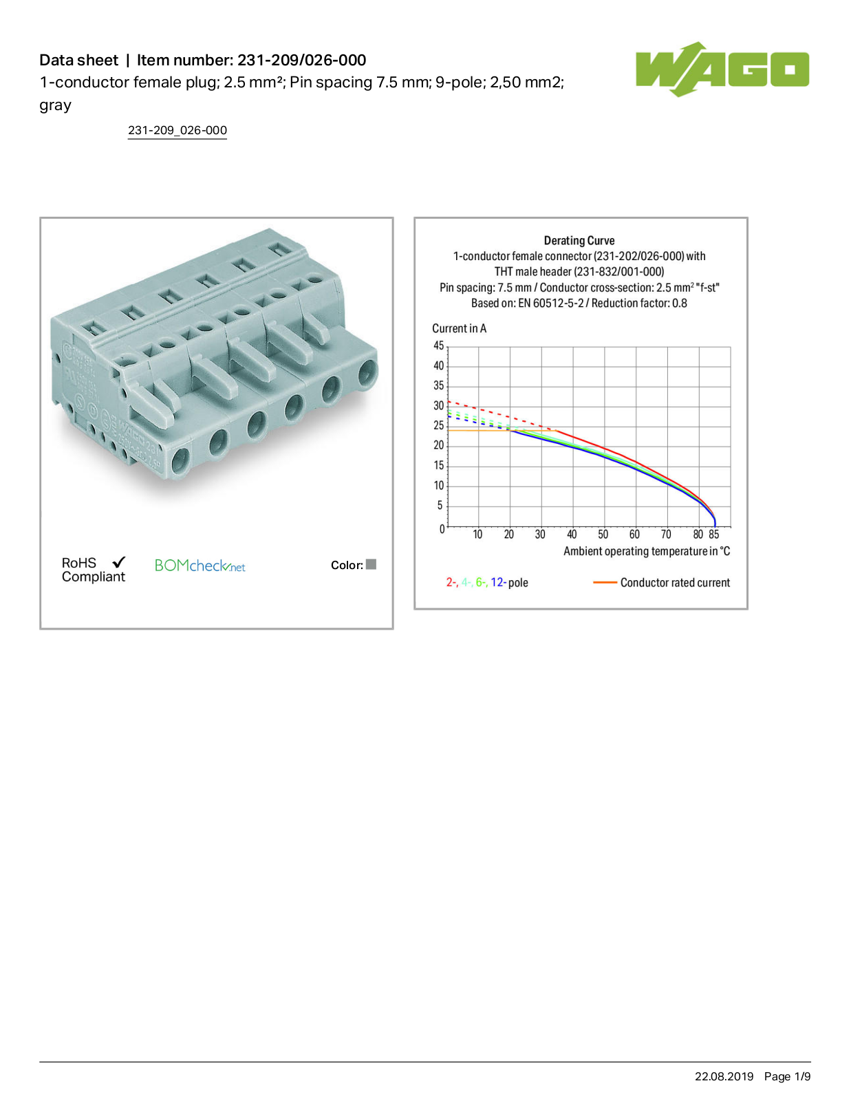 Wago 231-209/026-000 Data Sheet