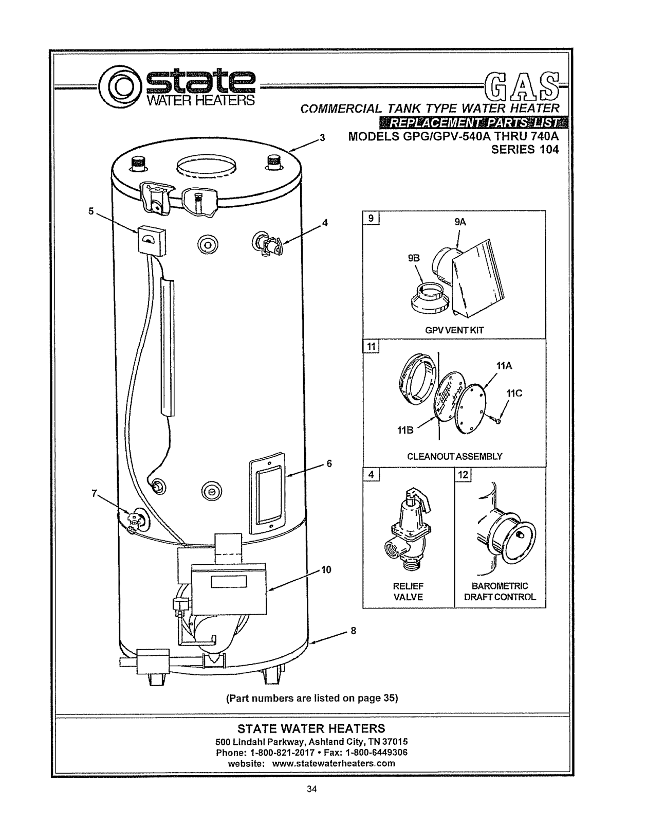 State Industries GPG-GPV-740A User Manual