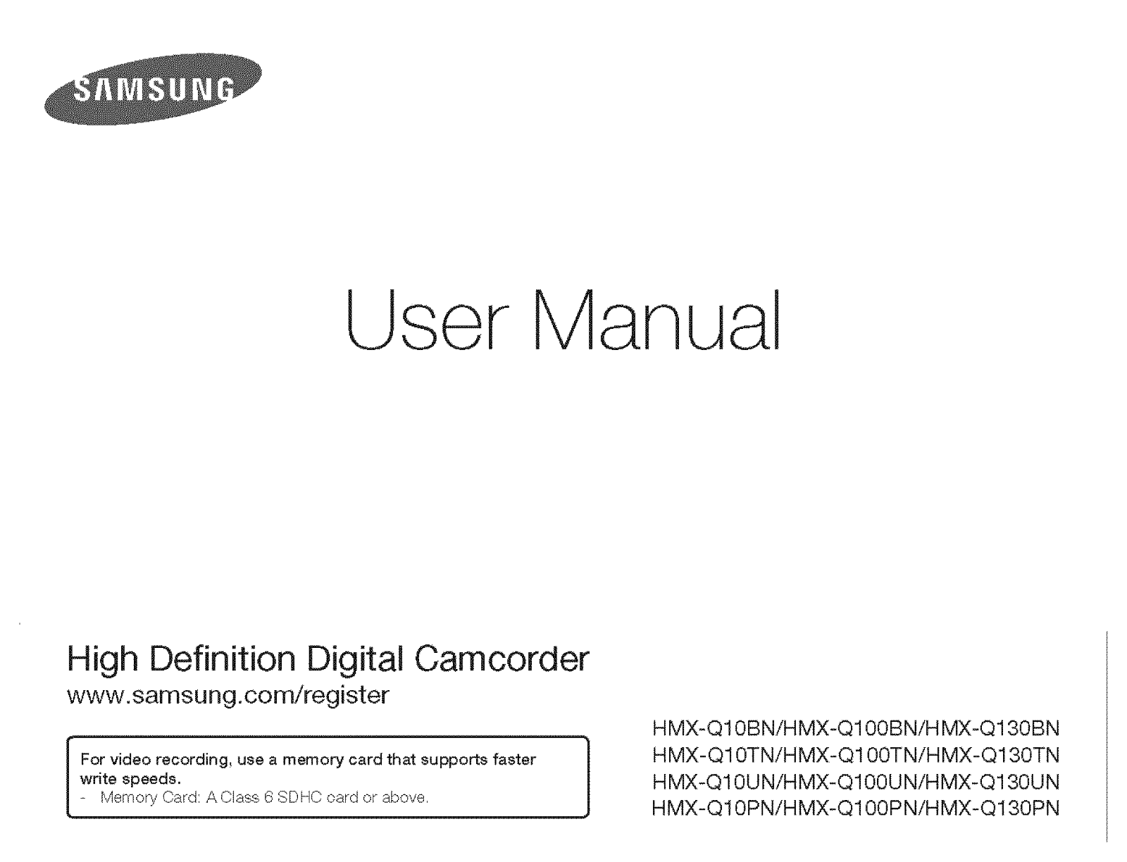 Samsung HMX-Q10BN/XAA Owner’s Manual