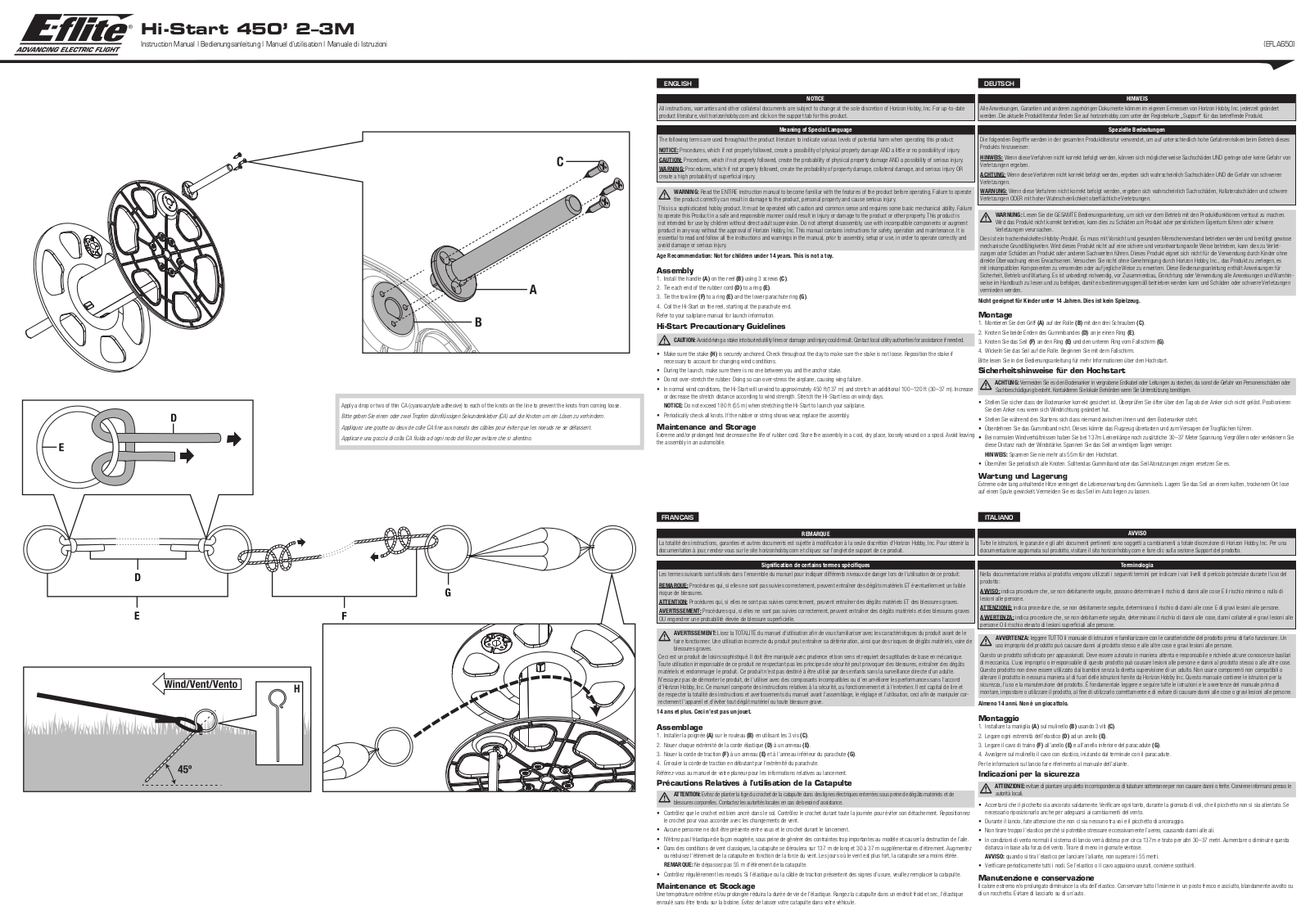 E-flite Hi-Start SLS 450 2-3M User Manual