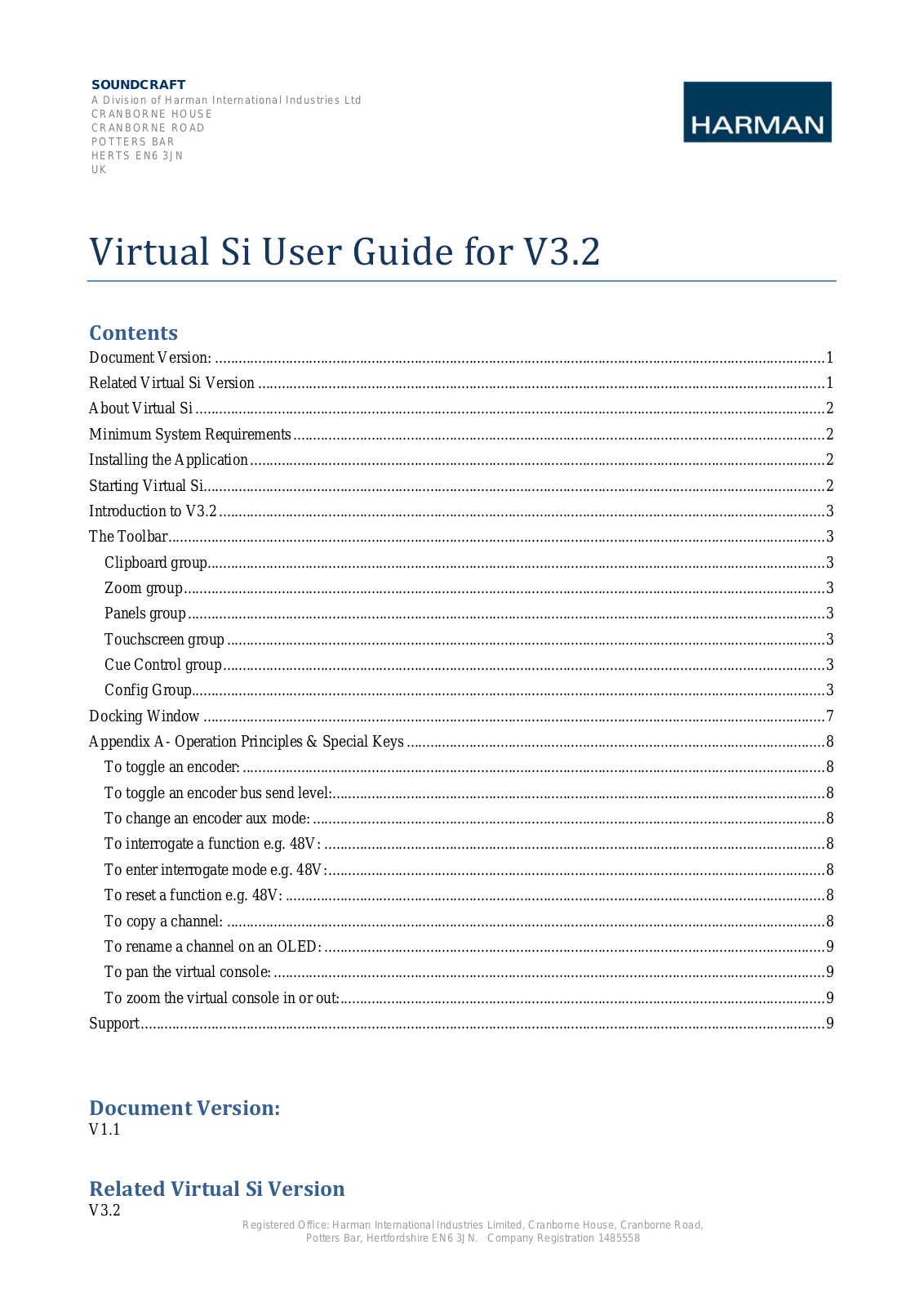 Soundcraft VIRTUAL SI V3.2 USER GUIDE