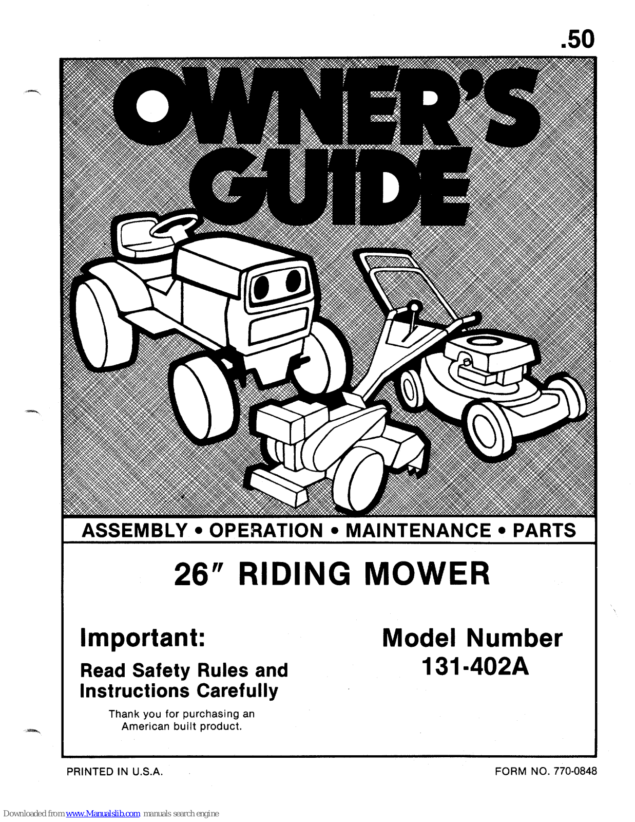 MTD 131-402A Owner's Manual