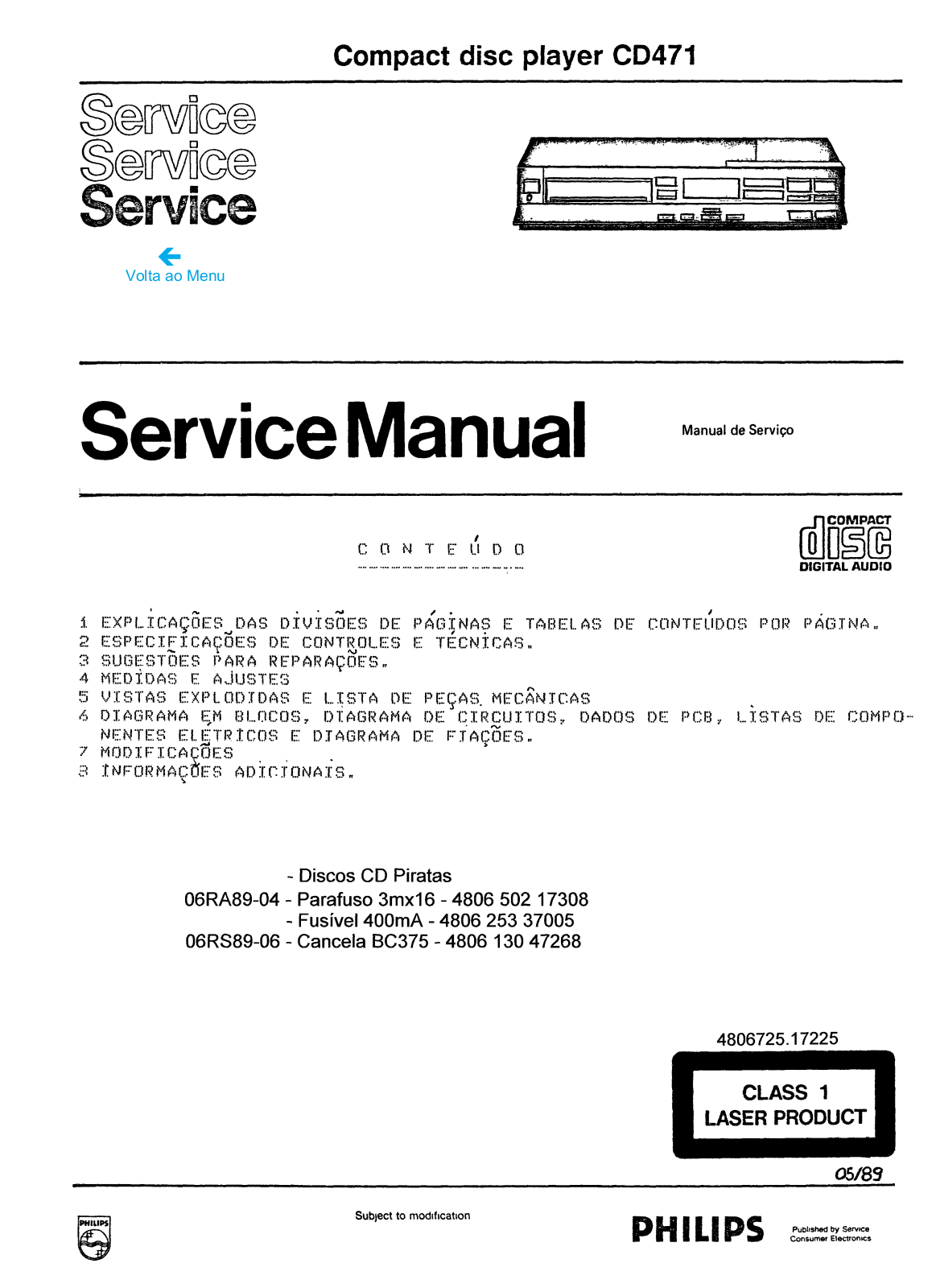 Philips CD471 Schematic