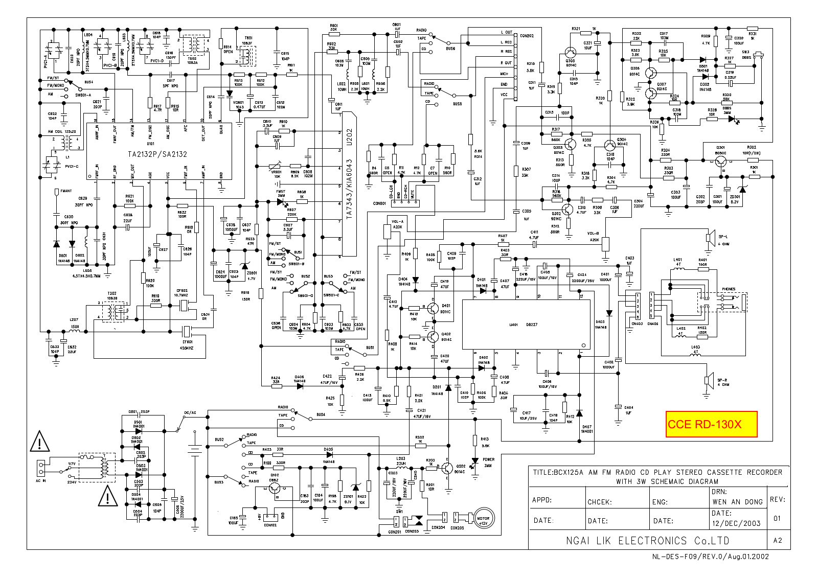 CCE RD 130X Diagram