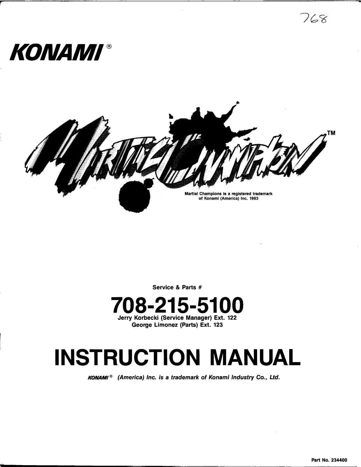 Konami Martial Champions User Guide