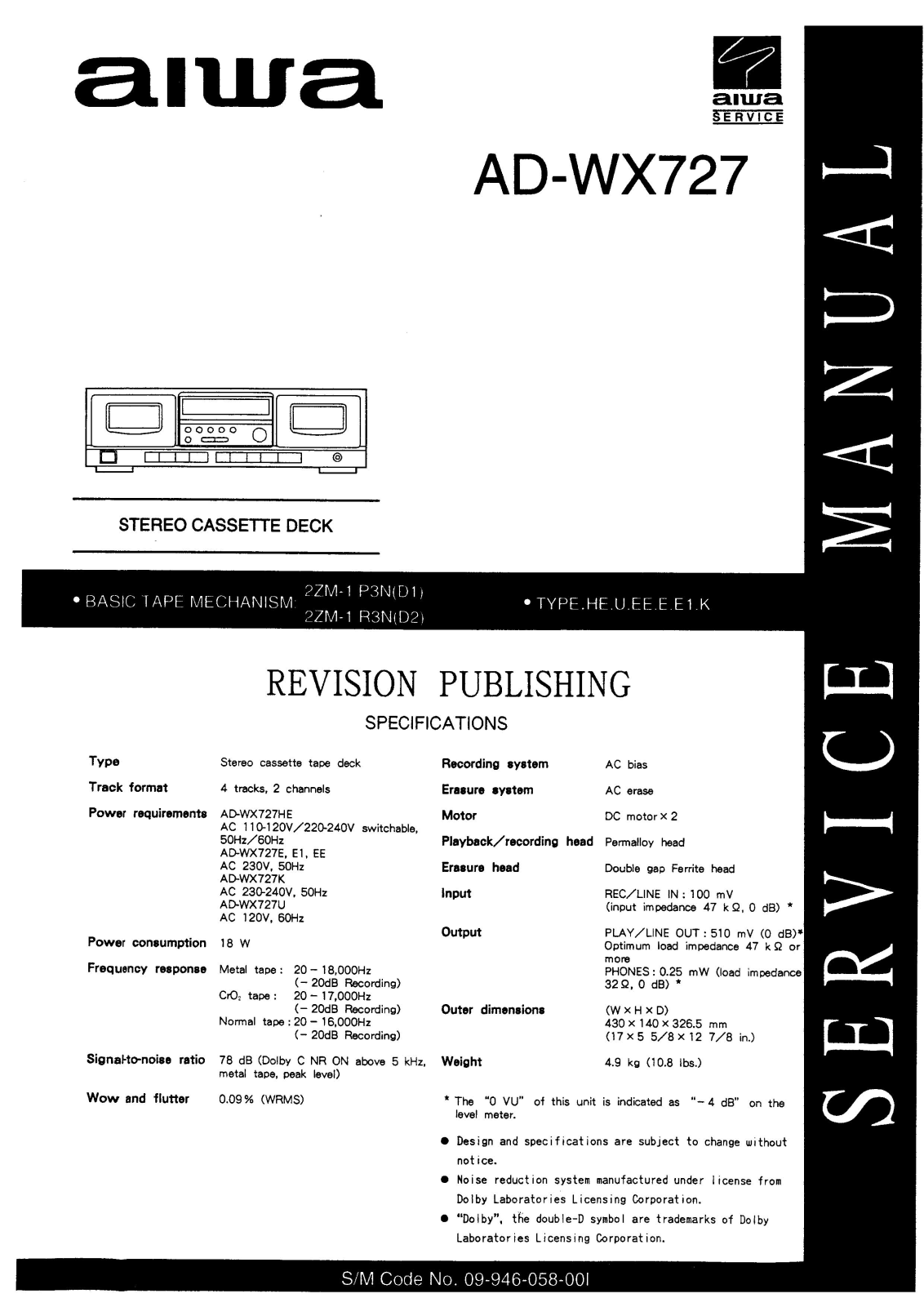 AIWA AD-WX727 service manual