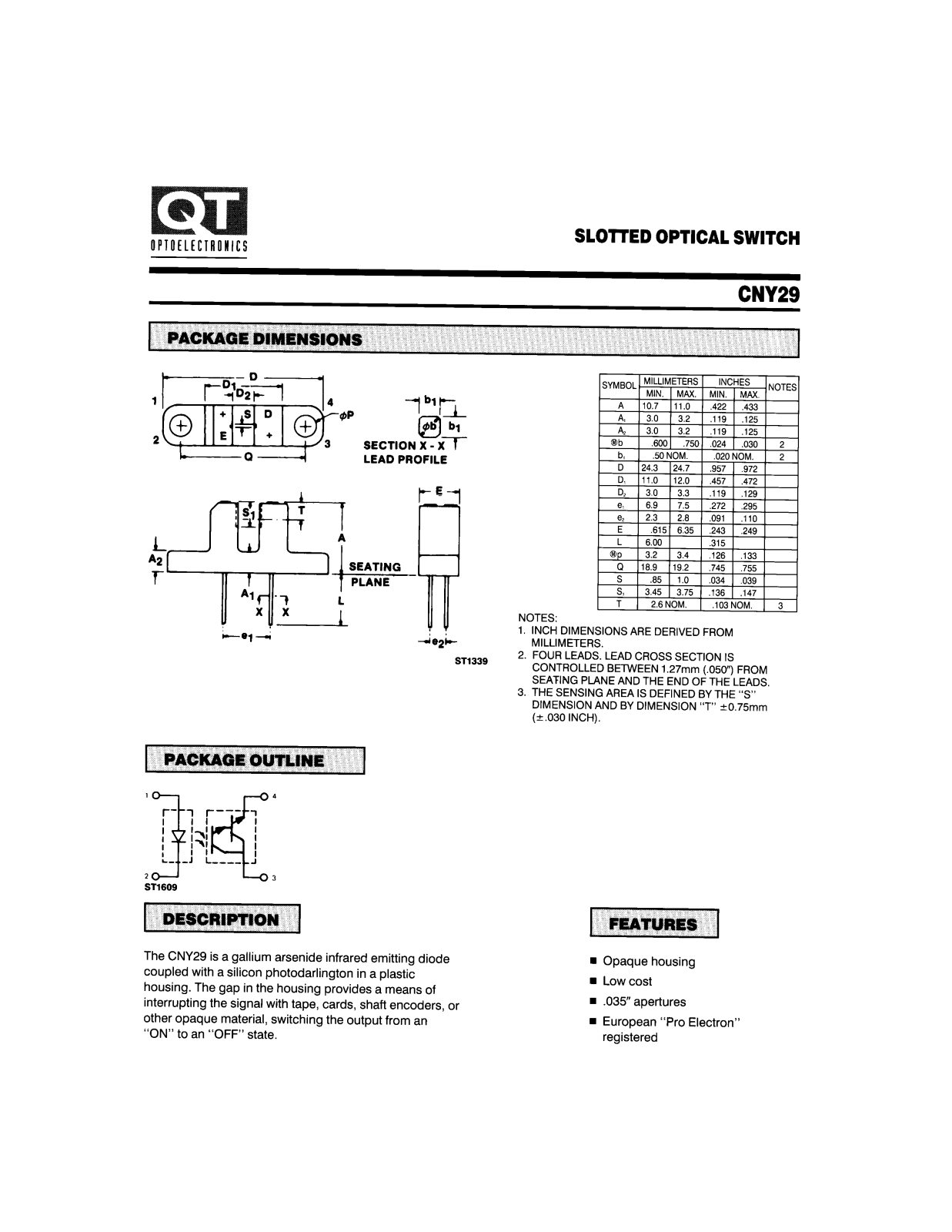 QT CNY29 Datasheet