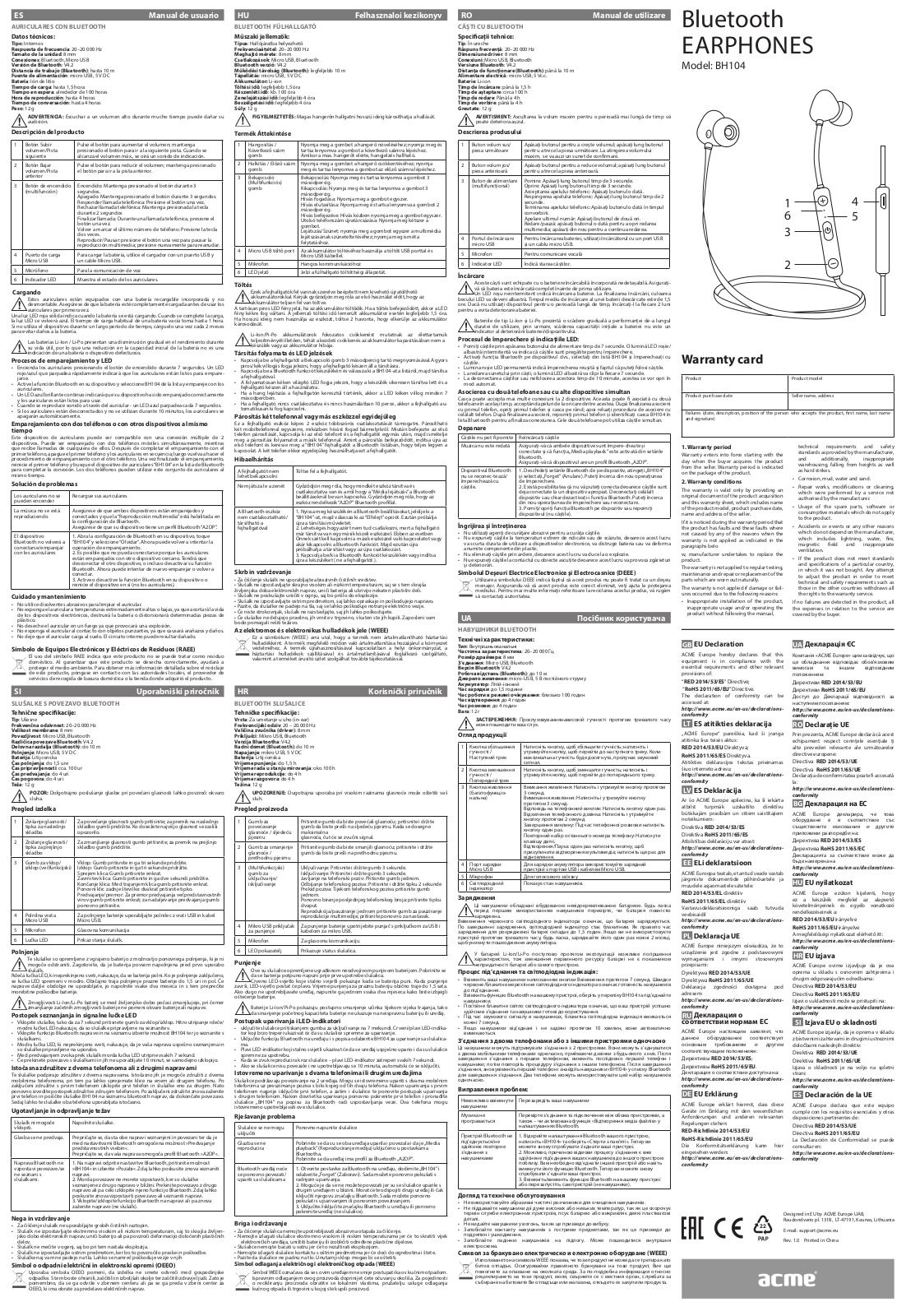 ACME BH104 User manual