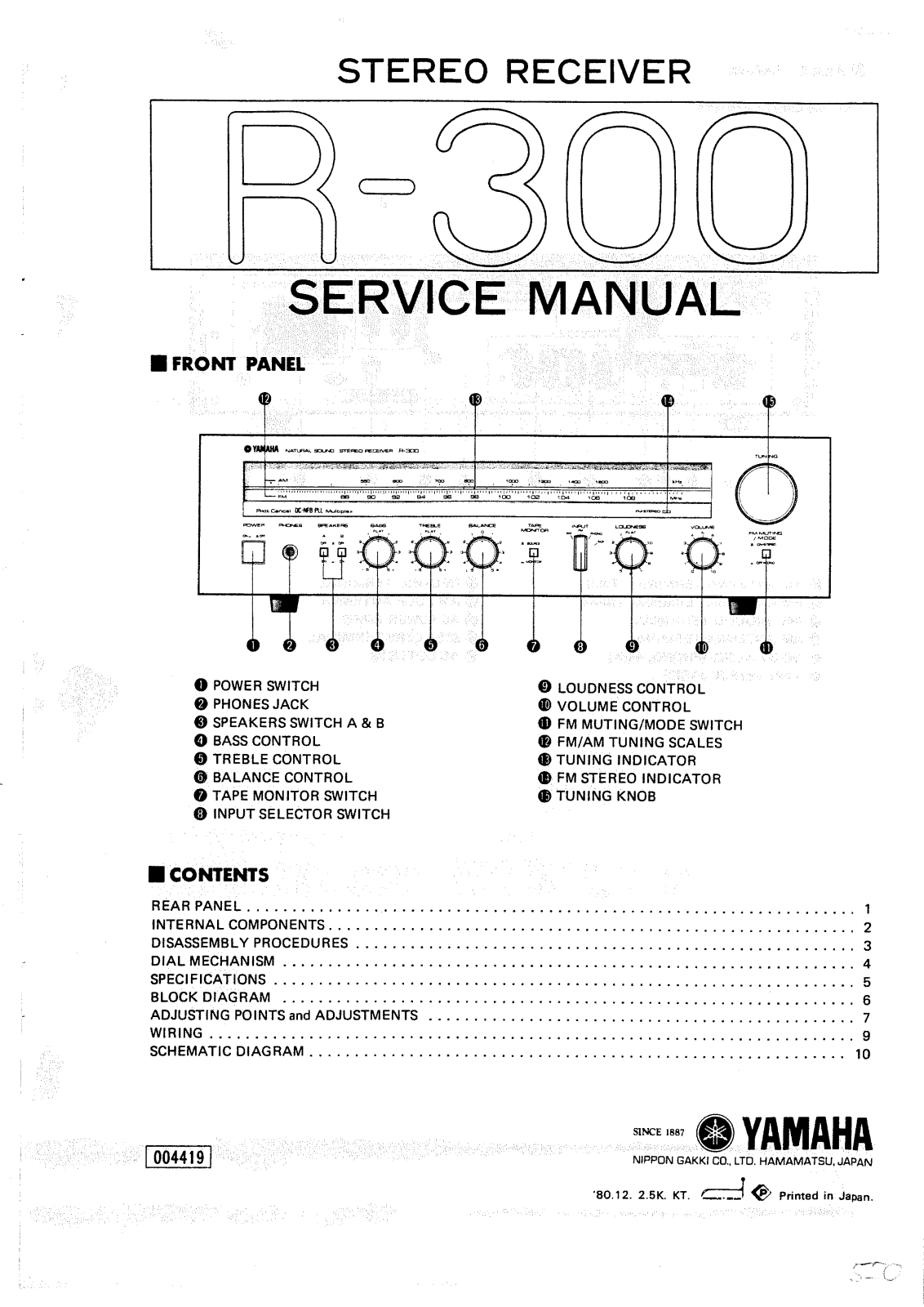 Yamaha R-300 Service Manual