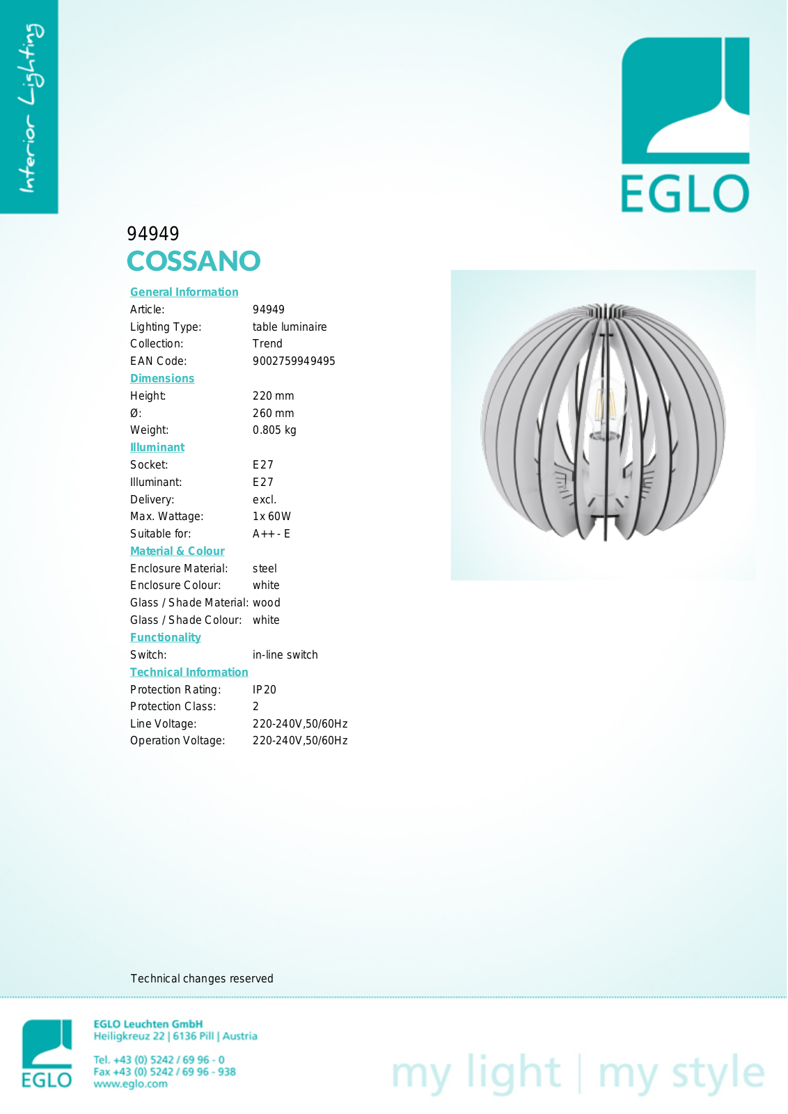 Eglo 94949 Service Manual