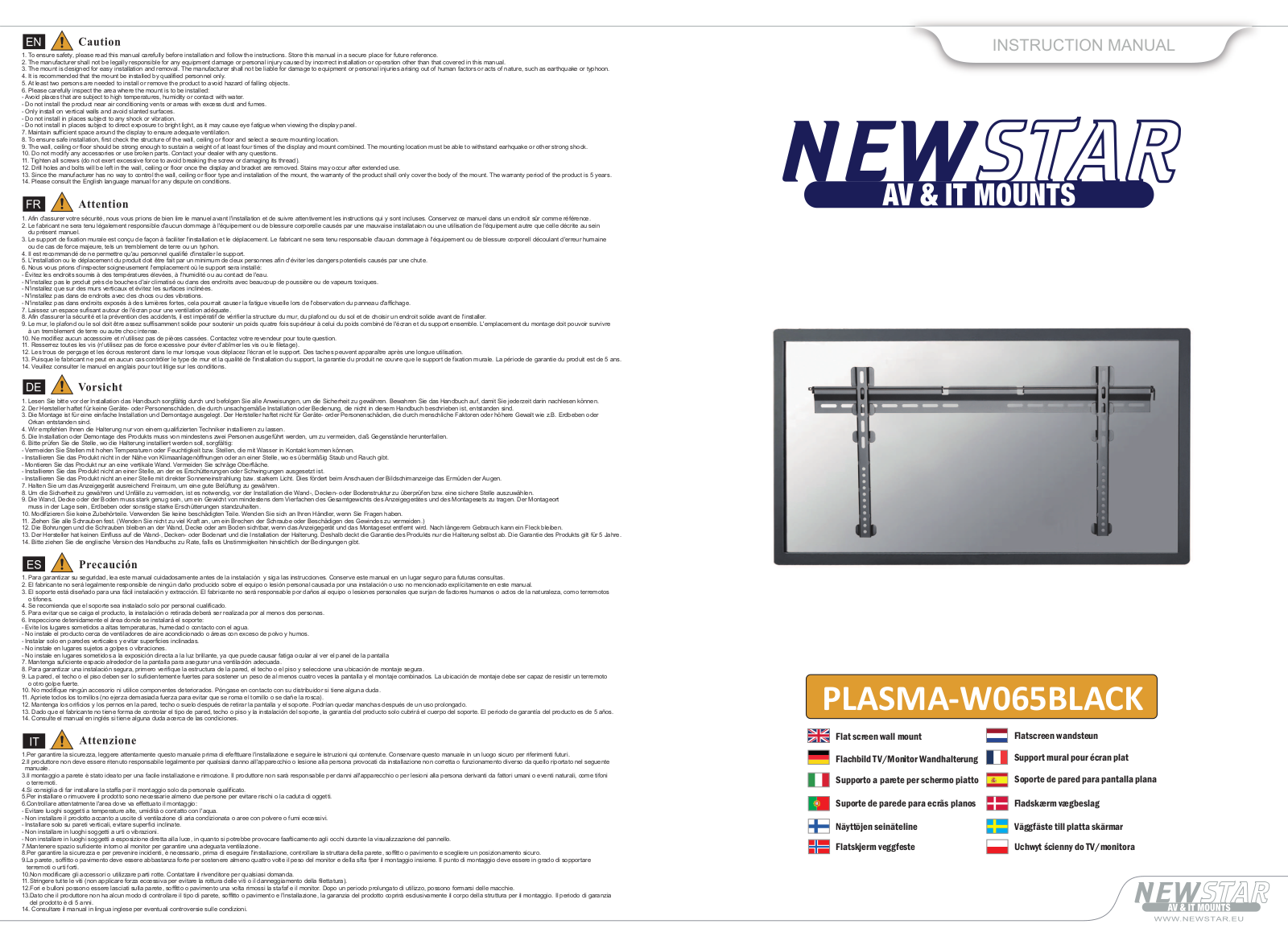 Newstar PLASMA-W065BLACK User Manual