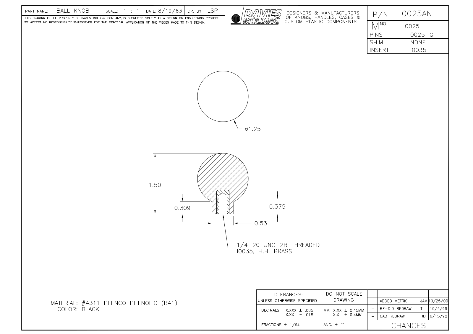 Davies Molding 0025AN Reference Drawing