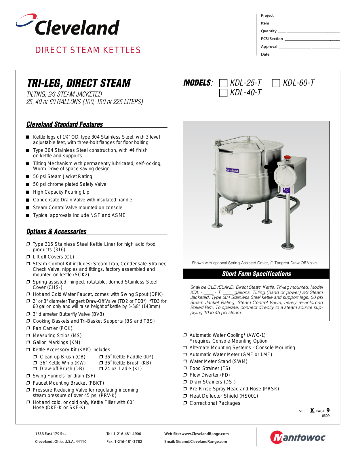 Cleveland KDL-25-T User Manual