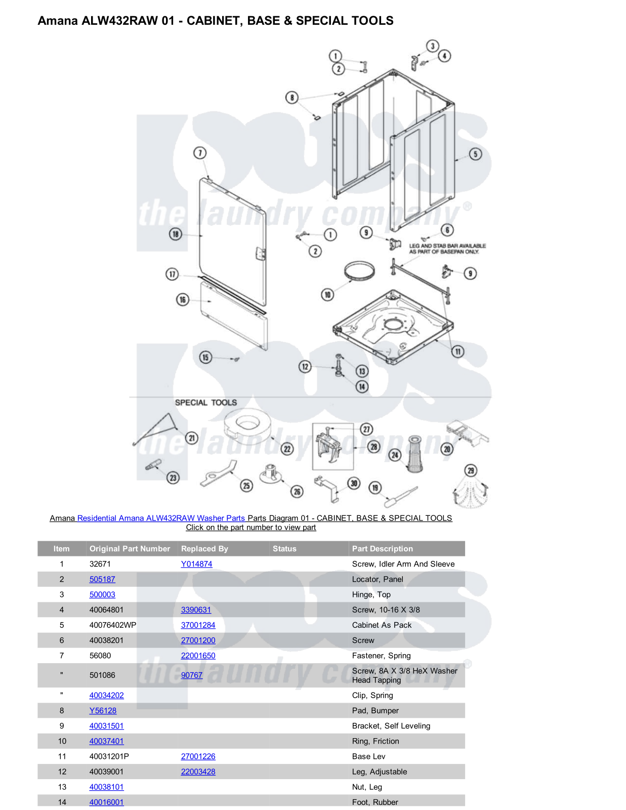 Amana ALW432RAW Parts Diagram