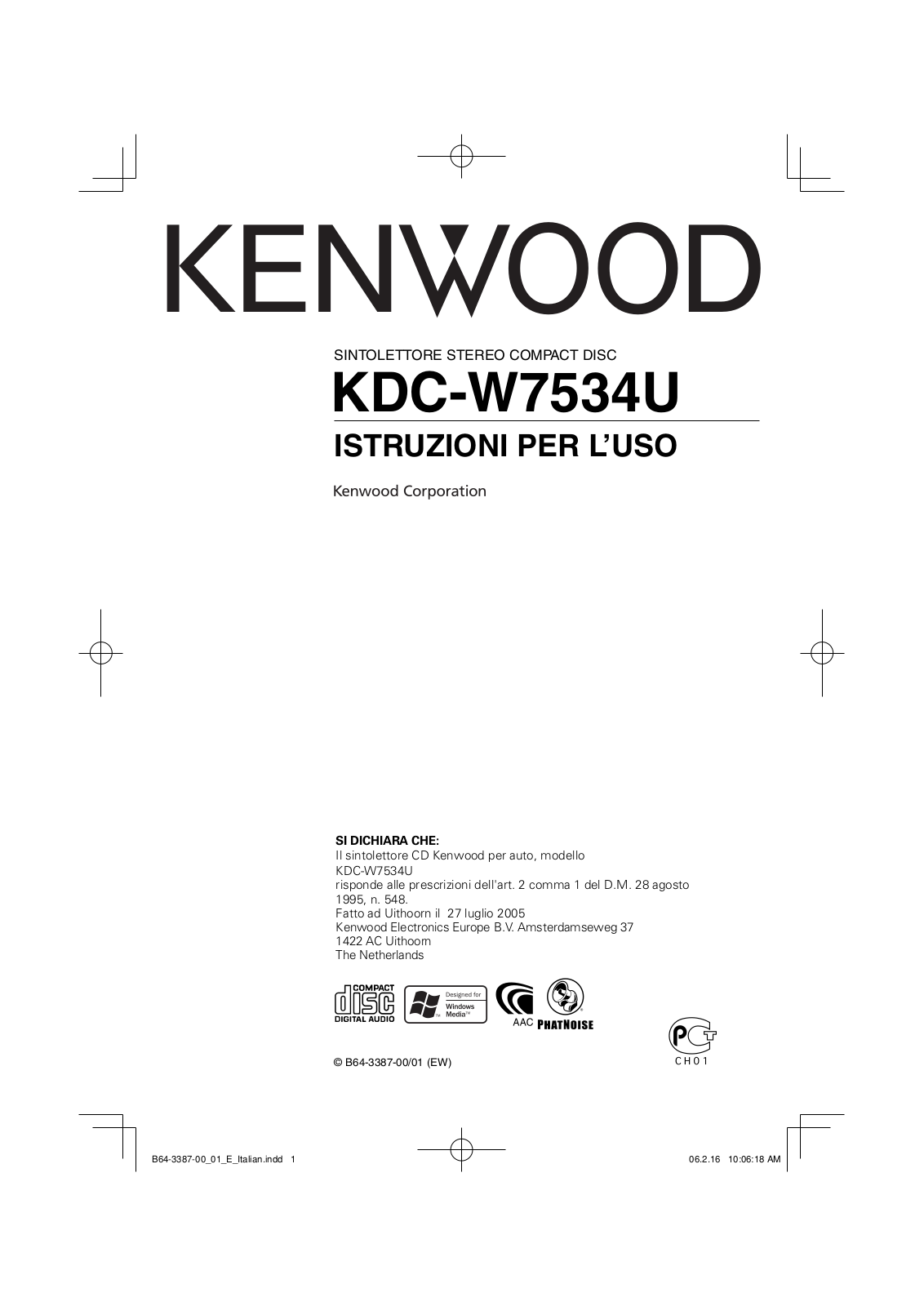 Kenwood KDC-W7534U User Manual