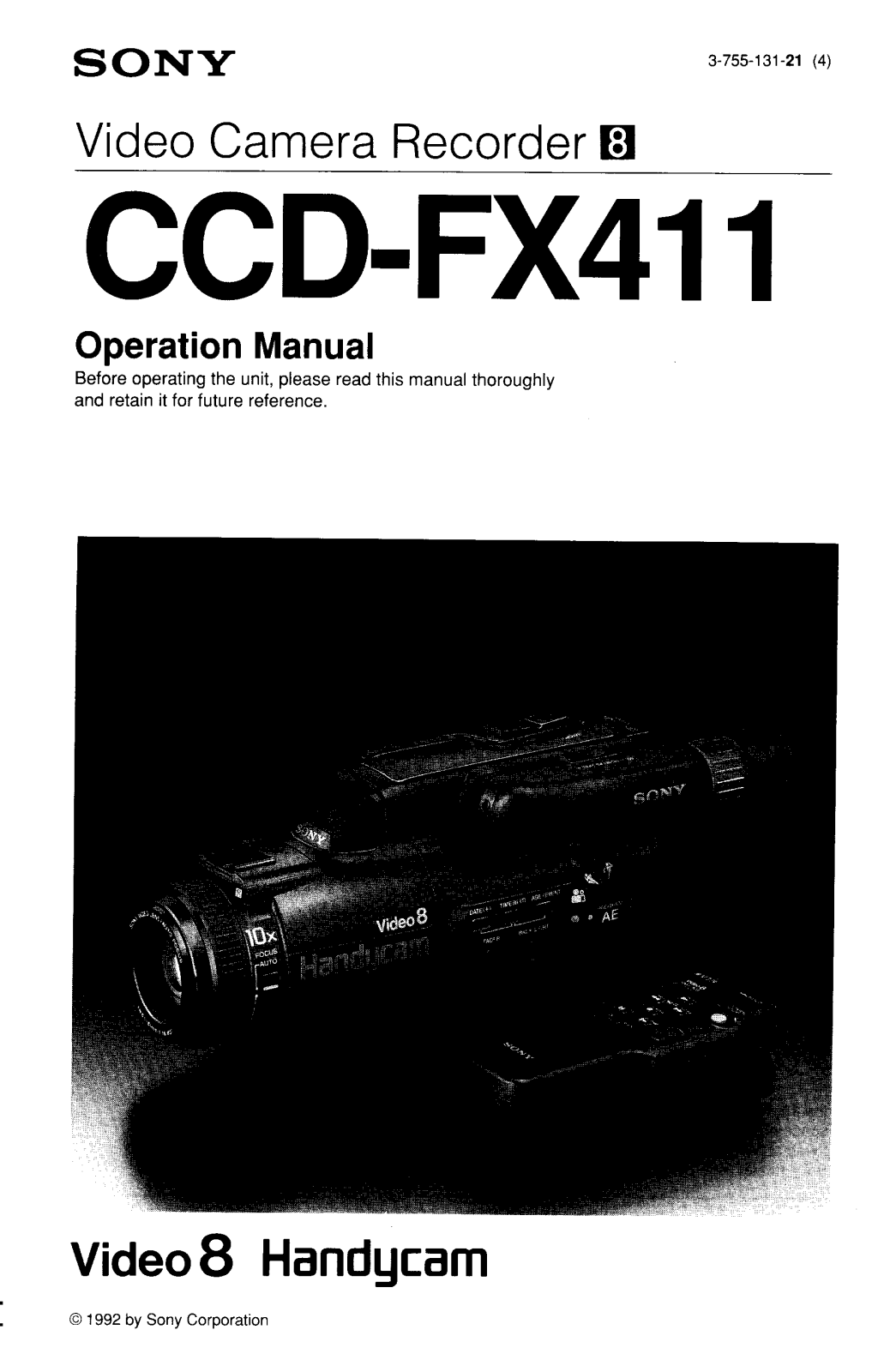 Sony CCD-FX411 Operating Instruction