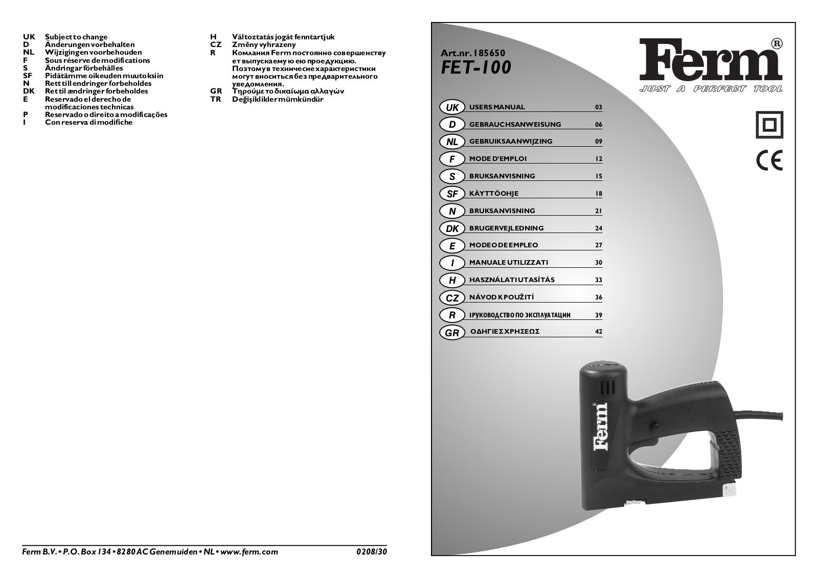 Ferm FET-100 User Manual