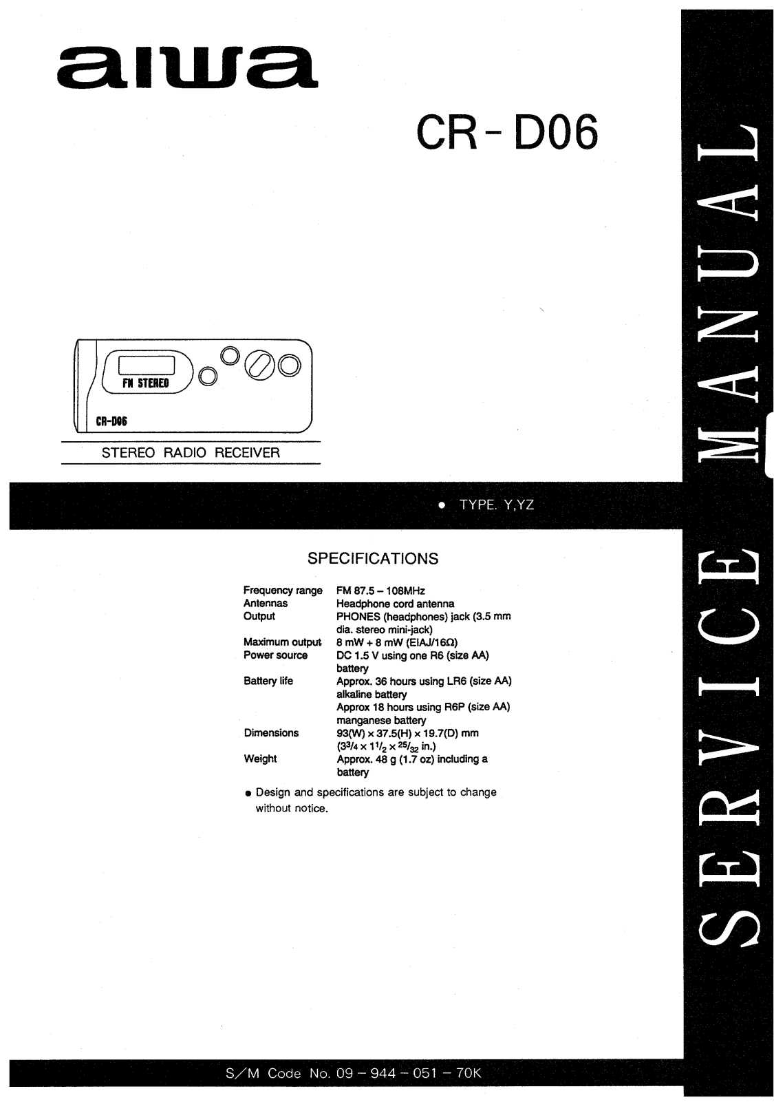 AIWA CR-D06 Service Manual