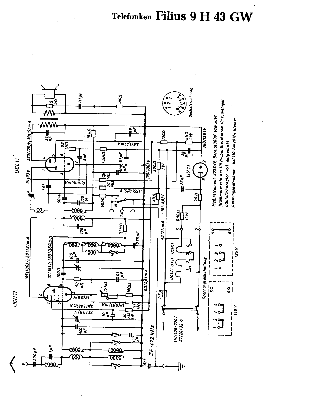 Telefunken Filius 9 H Cirquit Diagram