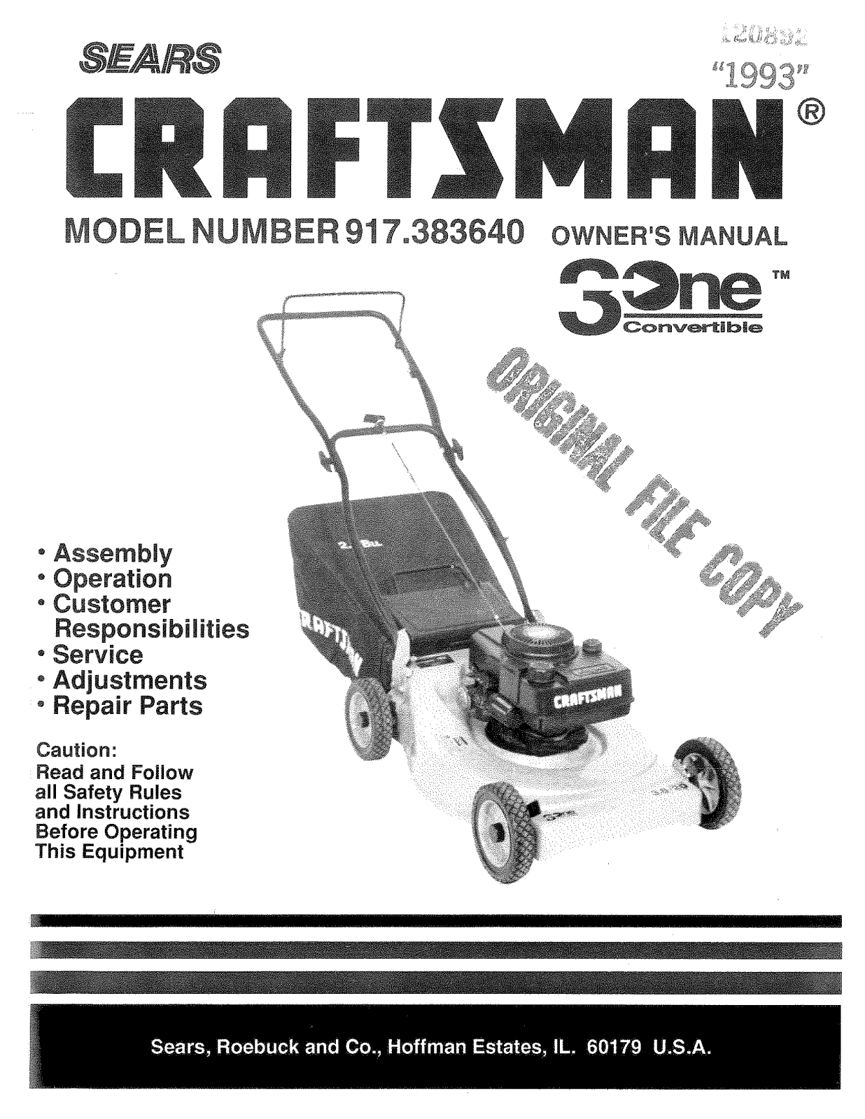 Craftsman 917383640 Owner’s Manual