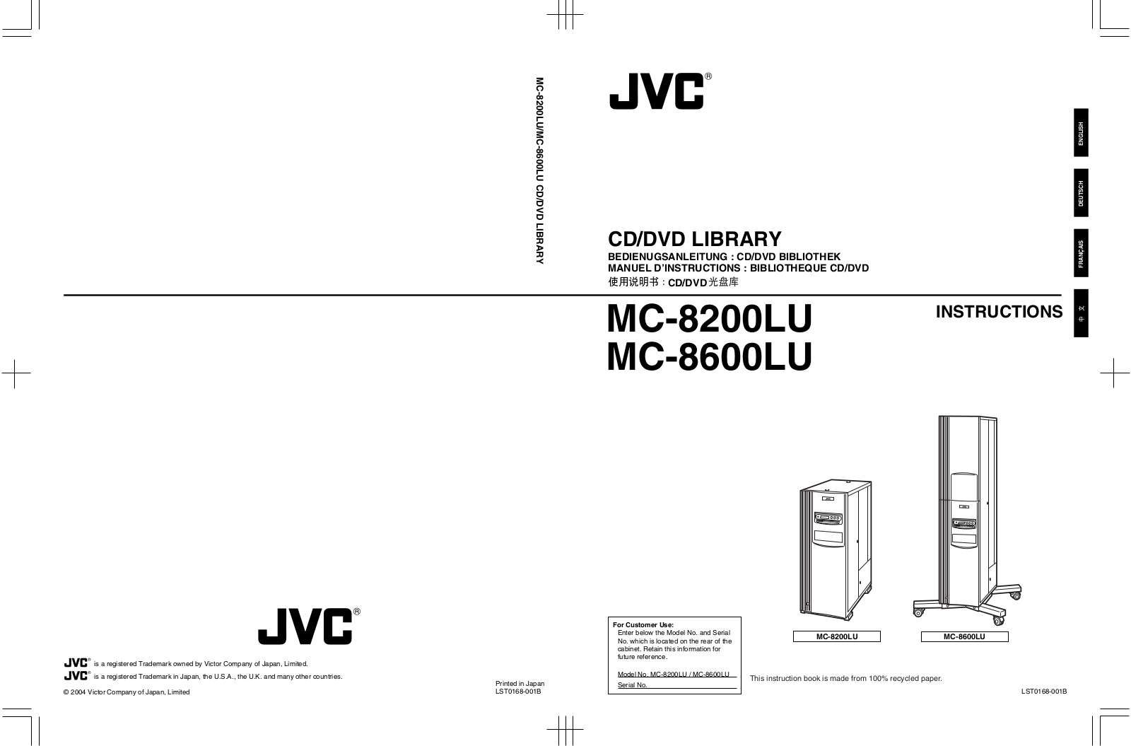 JVC MC-8200LU, MC-8600LU User Manual