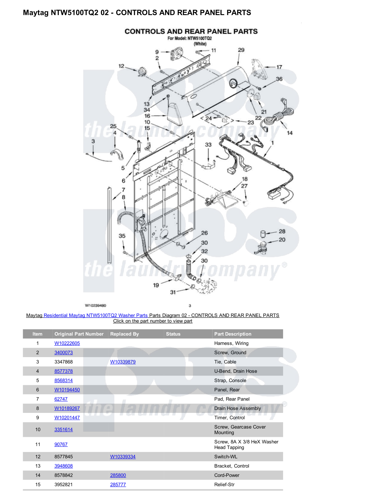 Maytag NTW5100TQ2 Parts Diagram