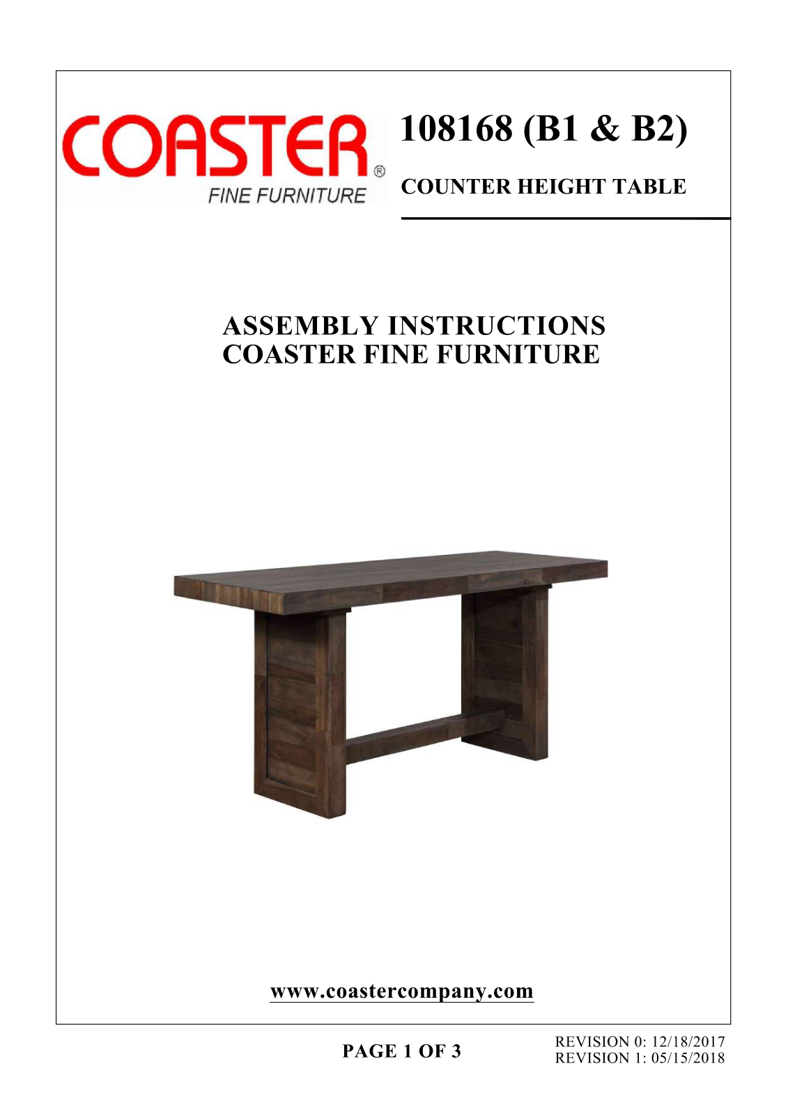 Coaster 108168 Assembly Guide