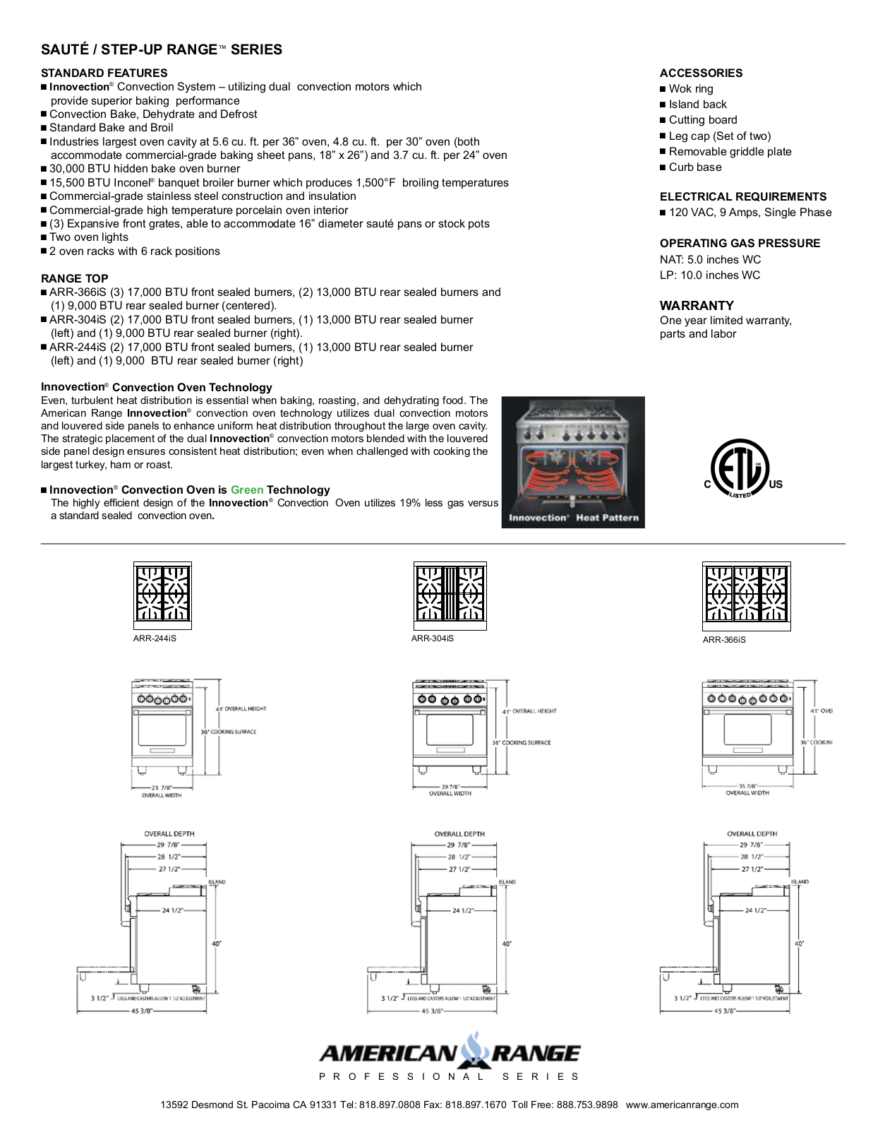 American Range ARR-244iS Specifications - ManualMachine.com