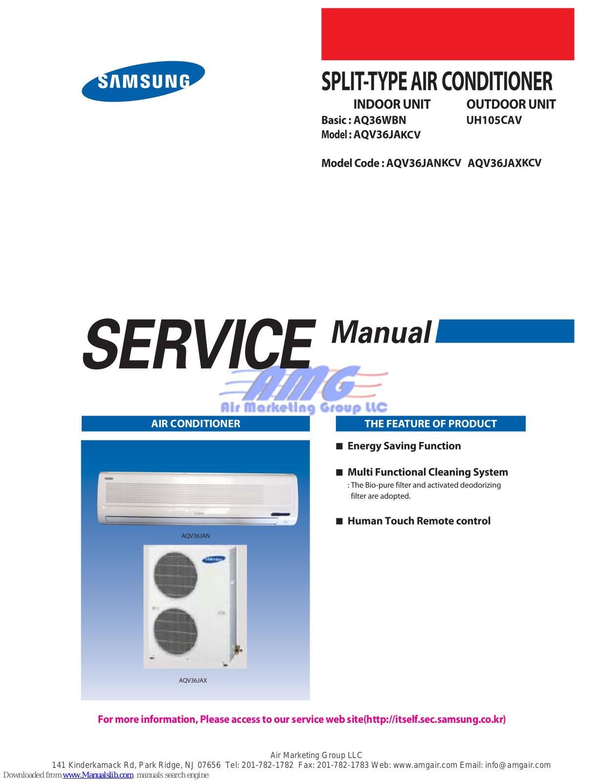 Samsung AQV36JANKCV, AQV36JAXKCV Service Manual