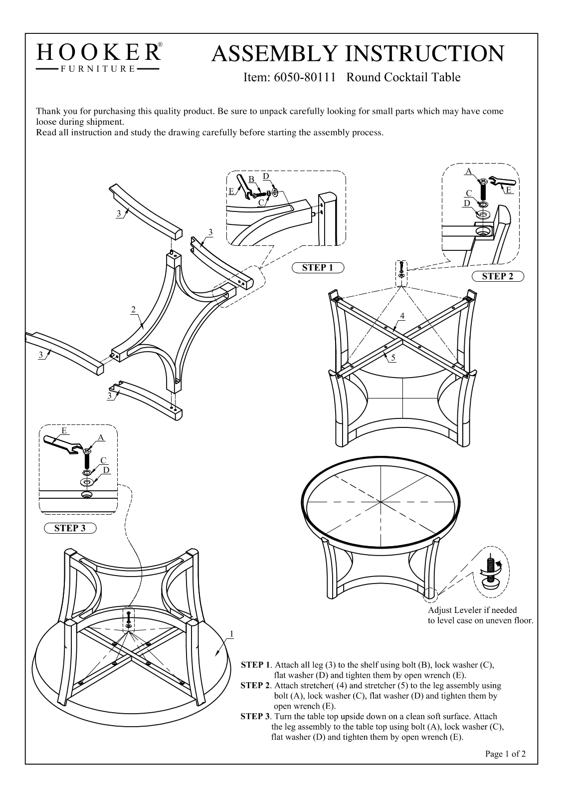 Hooker 6050-80111 Assembly Instructions