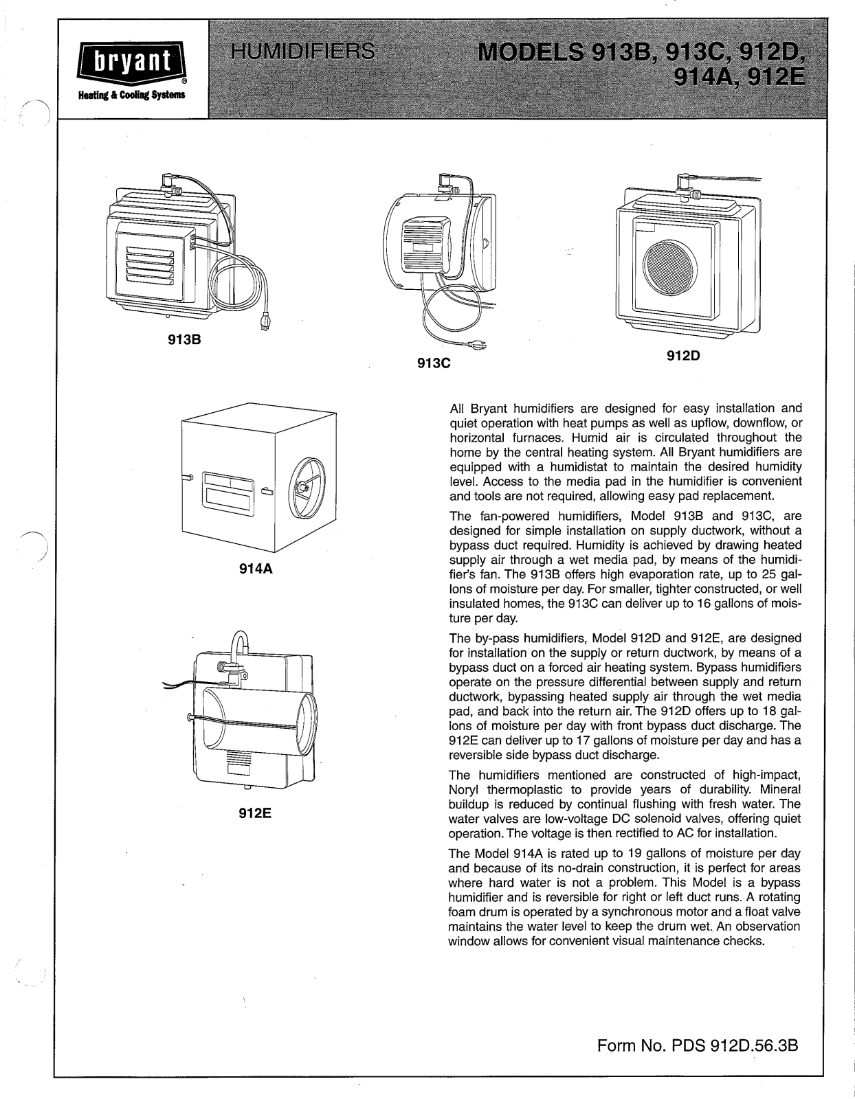 Bryant 912E, 913C, 914A, 913B User Manual