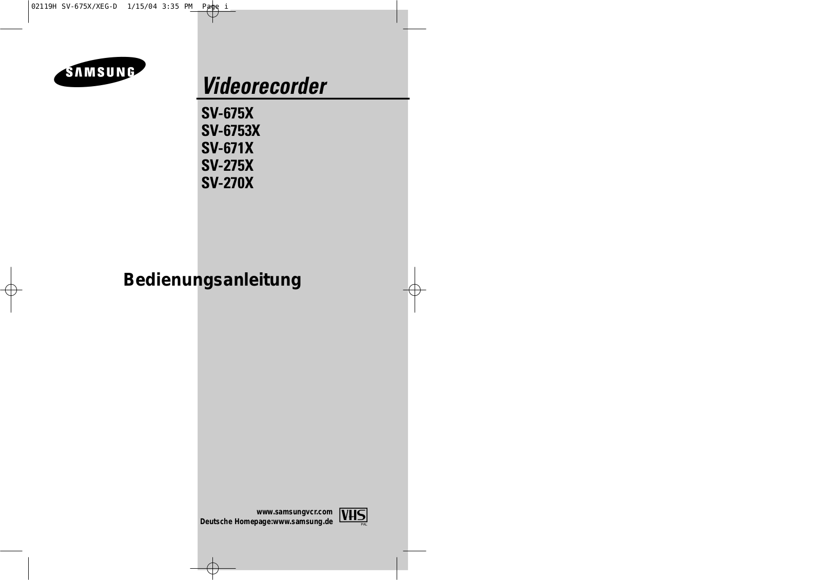 Samsung SV-6753X, SV-671X User Manual