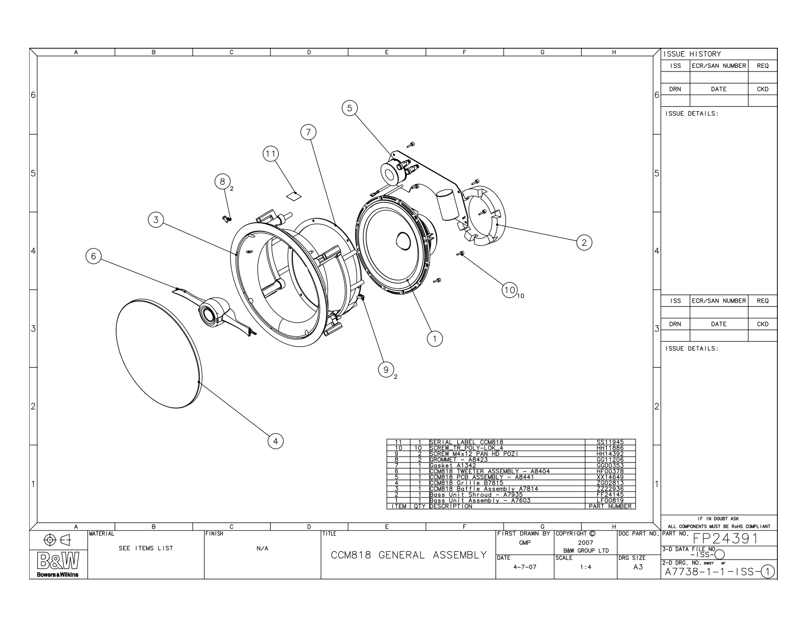 Bowers and Wilkins CCM-818 Service manual