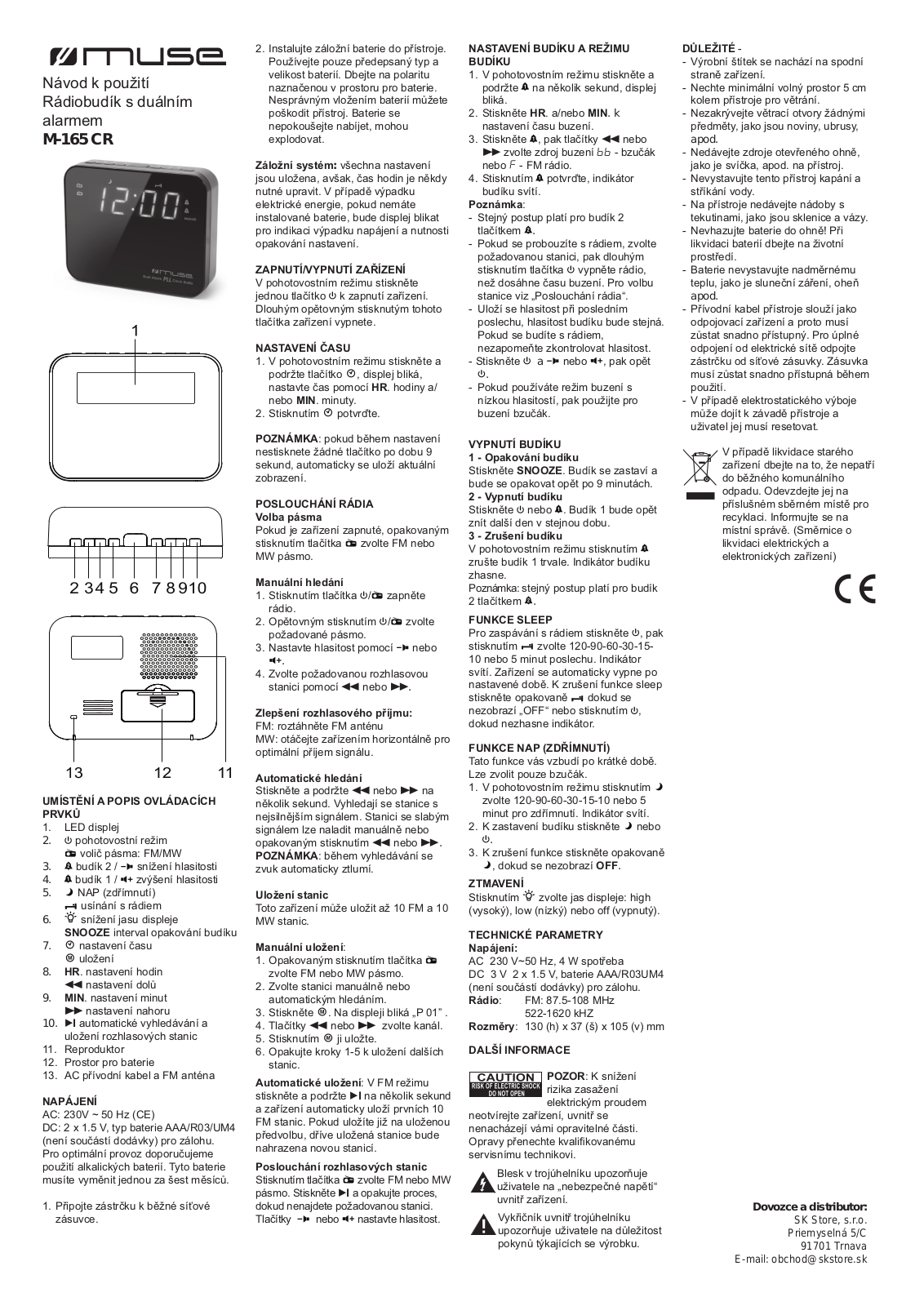 MUSE M-165CMR, M-165 NY User Manual