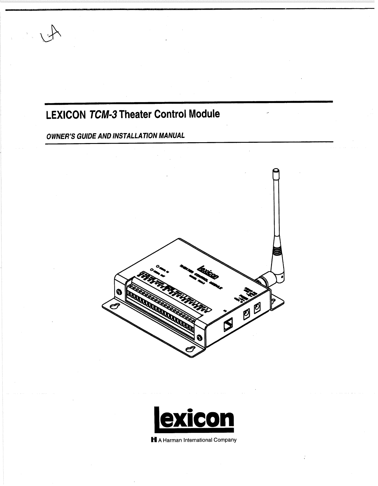 Lexicon TCM-3 Owner's Manual