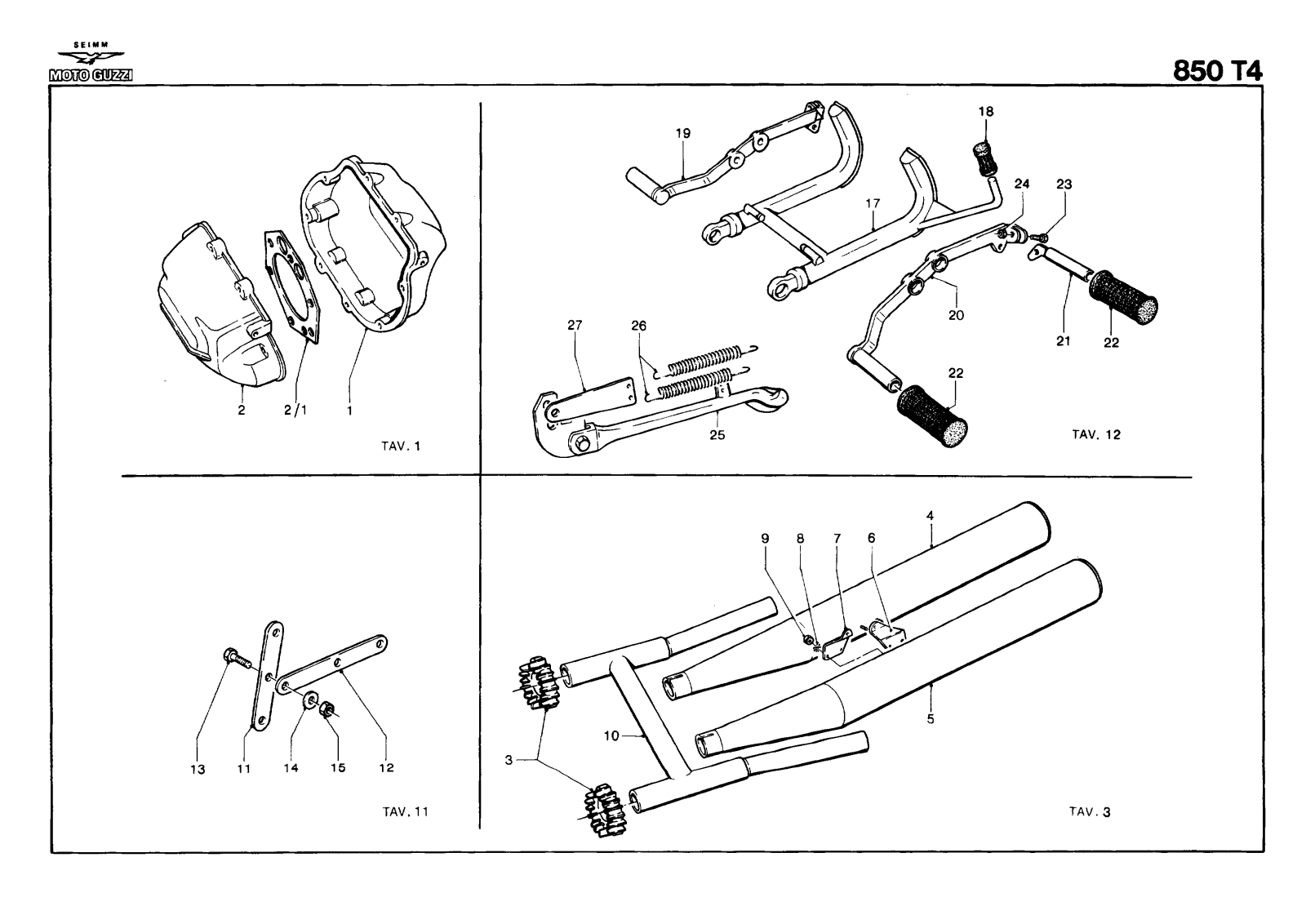 Moto Guzzi 850 T4 1949-2008 Parts List