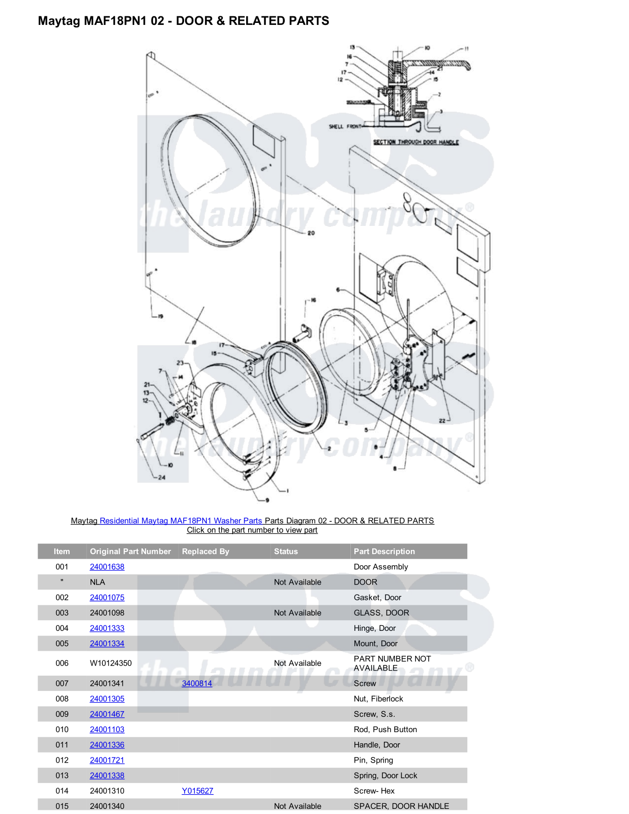 Maytag MAF18PN1 Parts Diagram