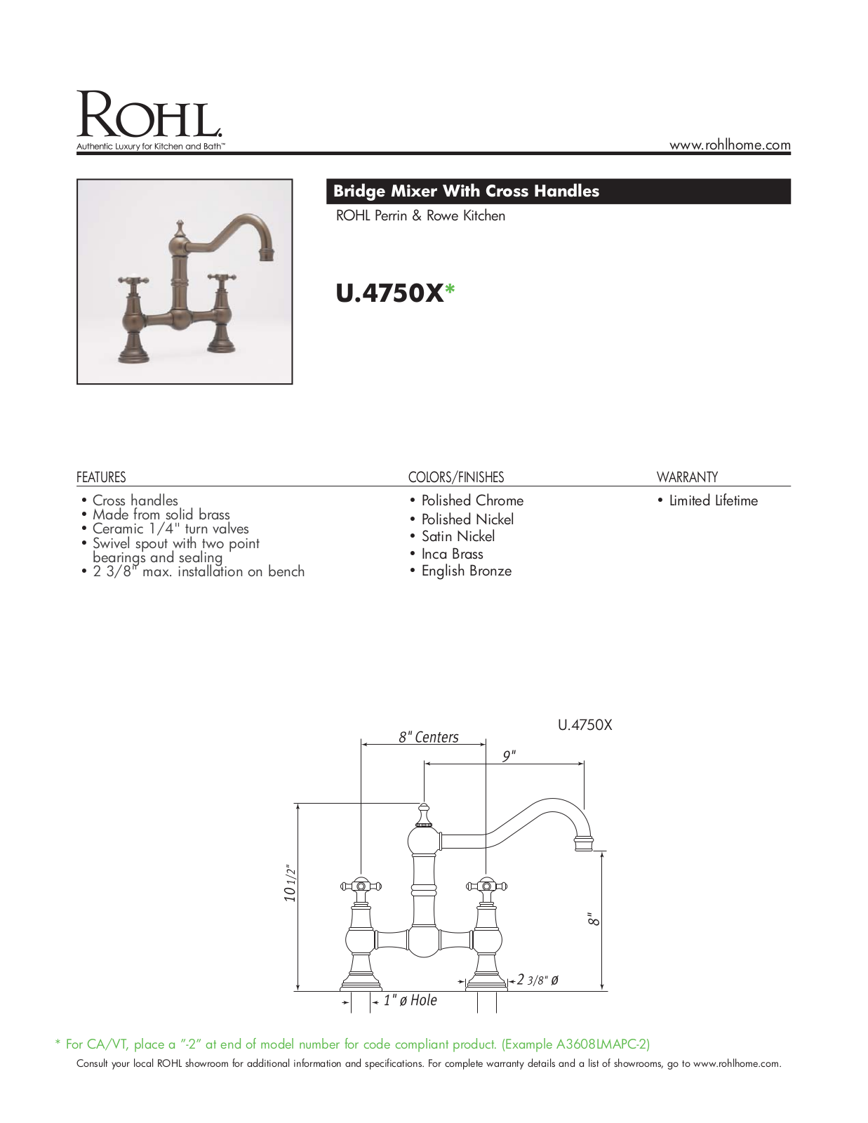 Perrin & Rowe XRH1424 Specifications - ManualMachine.com