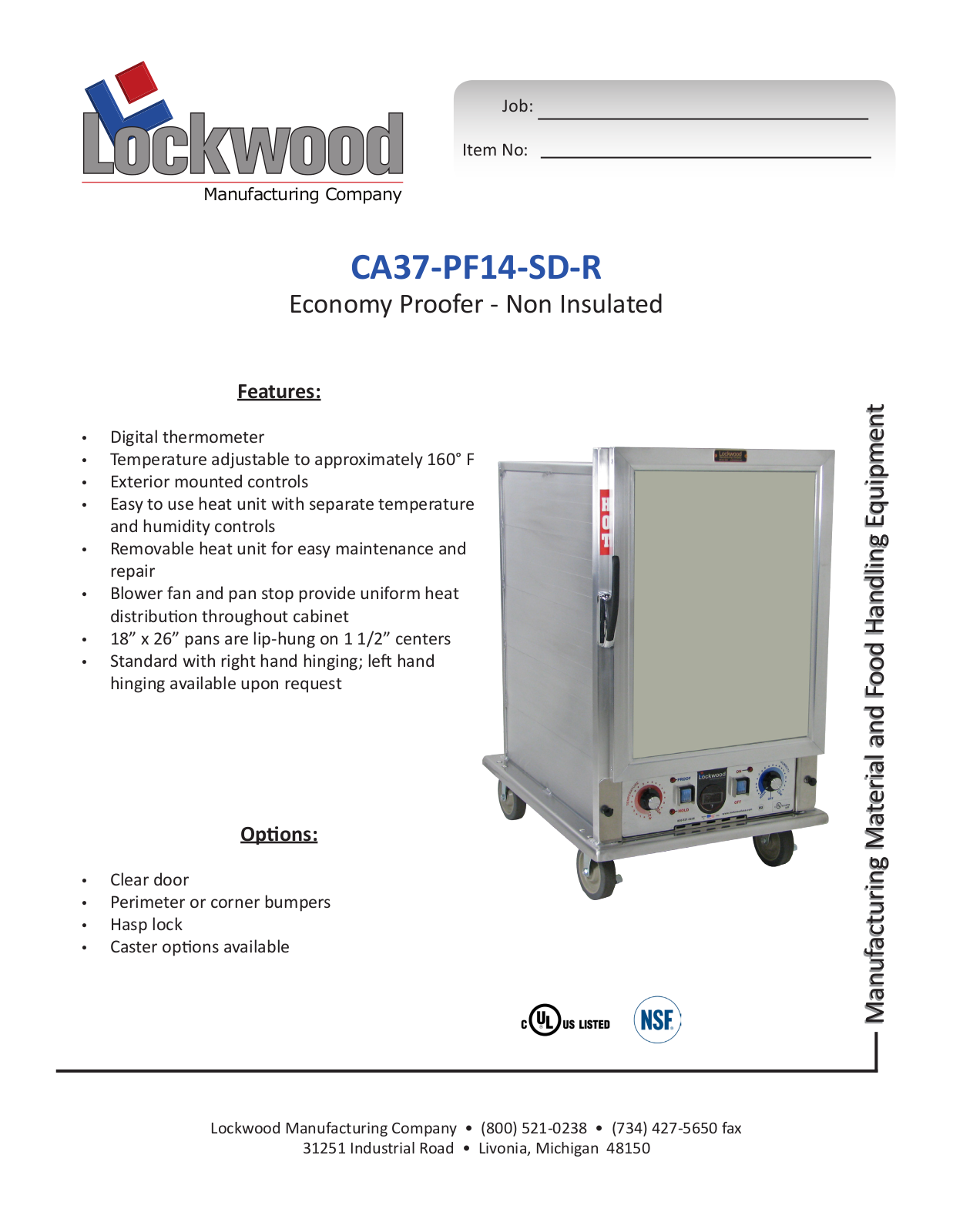 Lockwood CA37-PF14-SD-R Specifications - ManualMachine.com