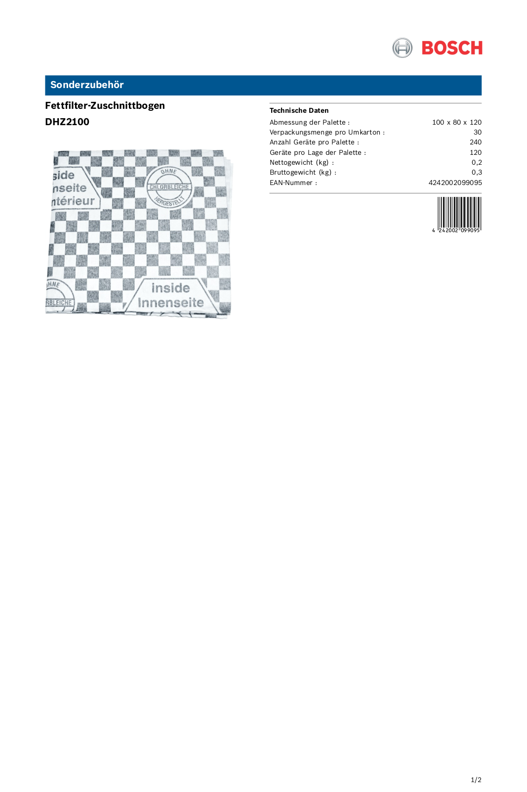 Bosch DHZ2100 User Manual