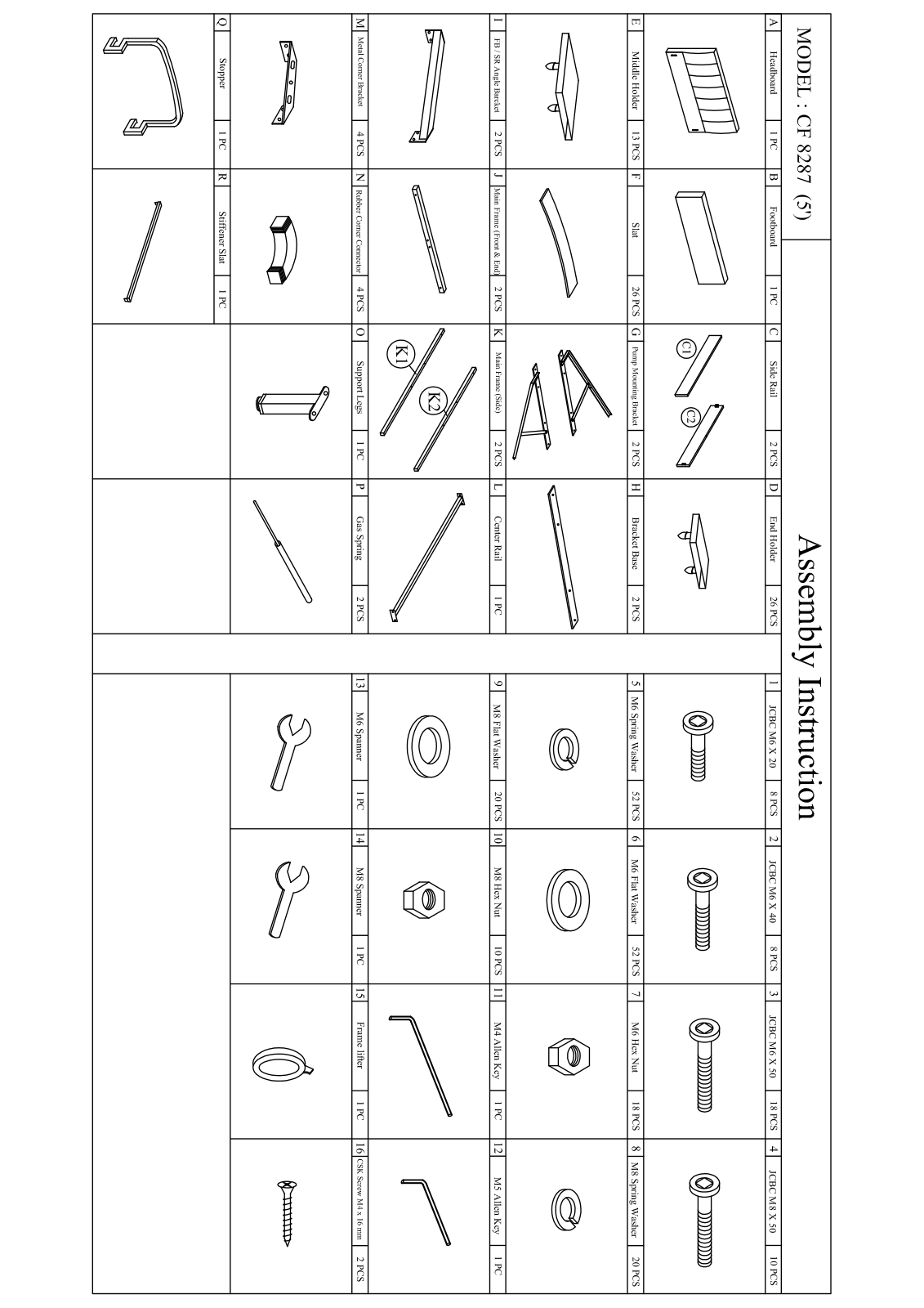 Wholesale Interiors CF8287QUEENWHITE Assembly Guide