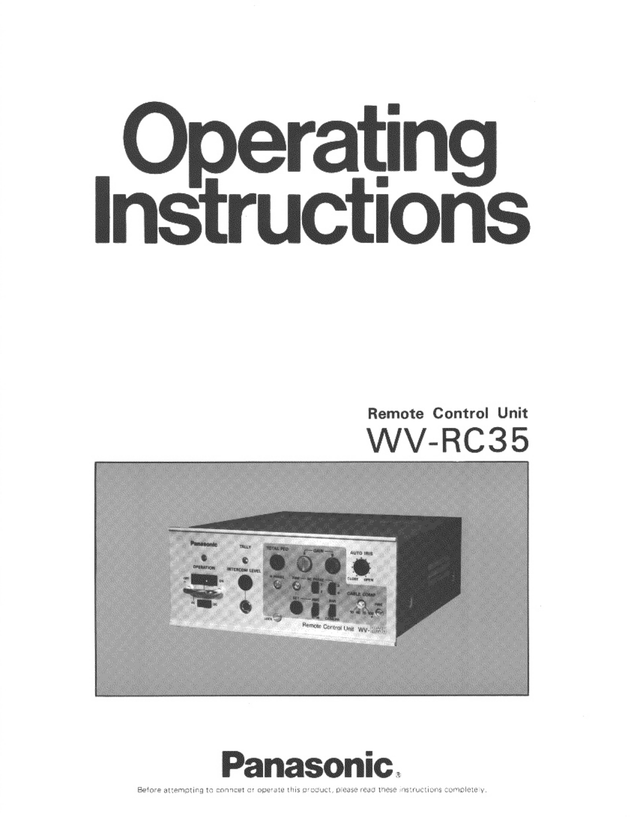 Panasonic WV-RC35 User Manual