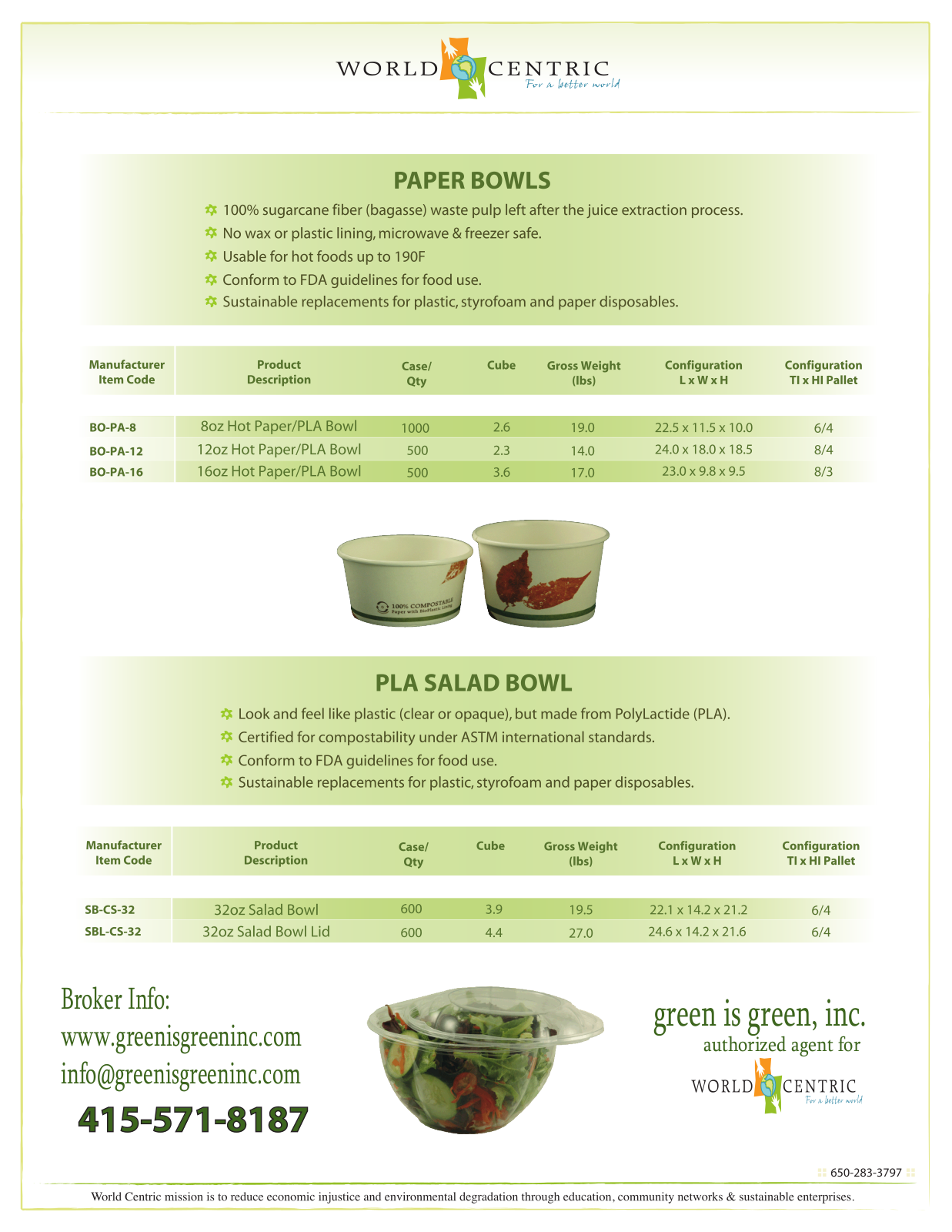 Green is green Compostable Paper Bowls User Manual