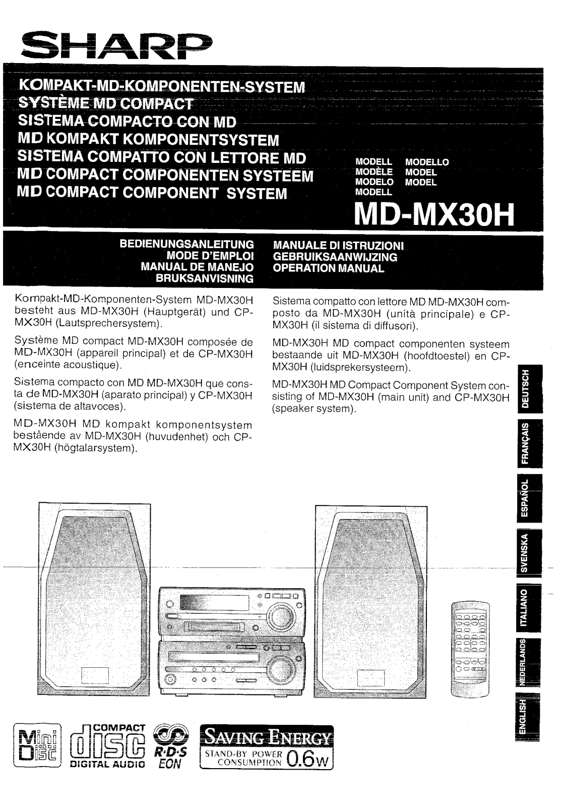 Sharp MD-MX30H User Manual