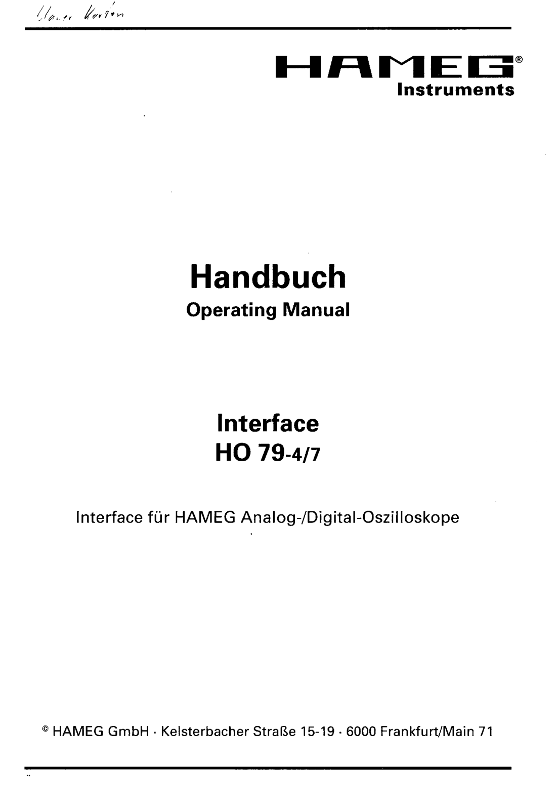 HAMEG HO79-7, HO79-4 User Manual